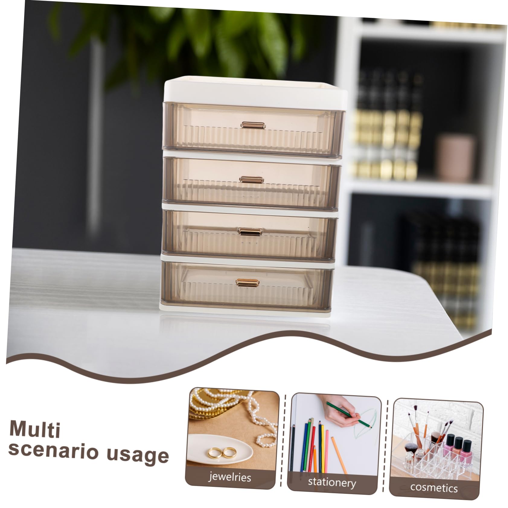 Organisateur de Tiroirs Blanc en Pp avec Structure Multi-niveaux Rangement de Bureau et Maison, Coffret de Rangement à Tiroirs Simple et Moderne