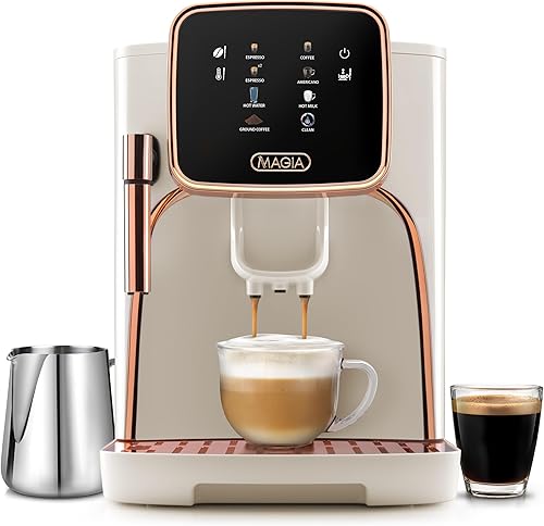 Zulay Kitchen Magia Clasica - Máquina de café espresso totalmente automática con molinillo - Cafetera con pantalla táctil con operación de un solo
