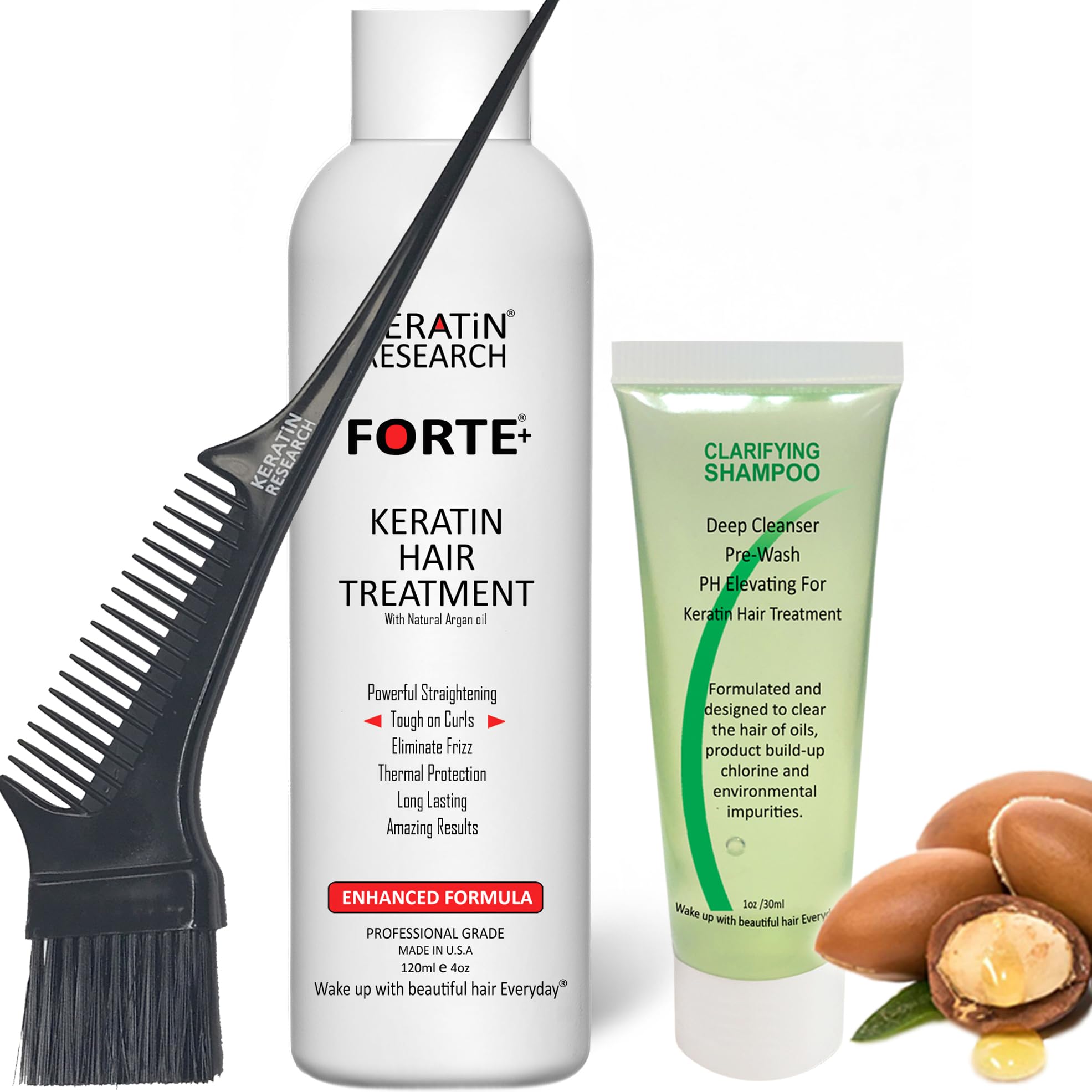 Forte Plus Extra Strength Brazilian Keratin Hair Treatment Professional 120ml Bottle with free Brush/Comb Proven Amazing Results