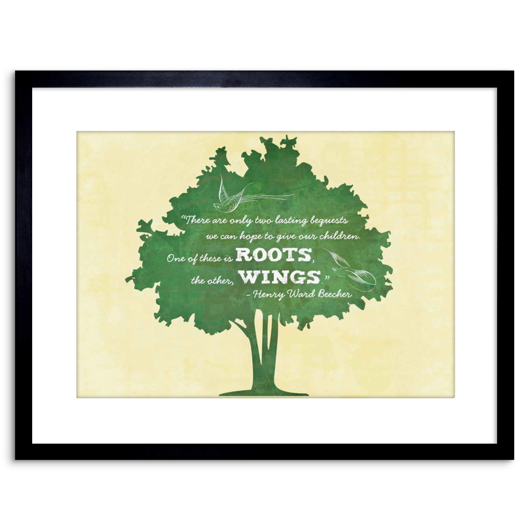 Wee Blue Coo QUOTE BEQUESTS CHILDREN ROOTS WINGS BEECHER IVORY FRAMED PRINT F97X2788