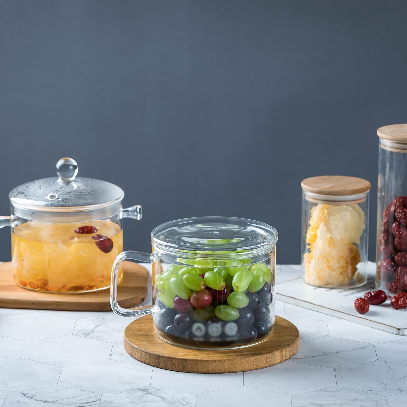 Glasschüssel Glasschalen Große Kapazität Glas Bubble Noodle Salatschale for Studenten Haushalt Hitzebeständigkeit Setz Glas Dessert Frucht Transparente Schüssel Obstschale Glas ( Color : A )