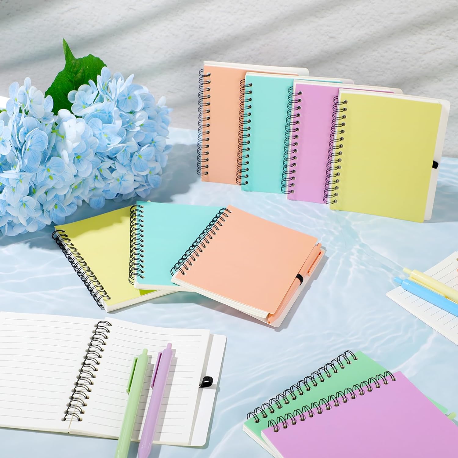 Resurhang 30 Sets Small Notebook Journal with Pen Bulk 4.5 * 5.5 Inch Pocket Size Spiral Lined Notepad for Women Men 100 Pages Notebook Employee Appreciation Gift for Work Study (Pastel)
