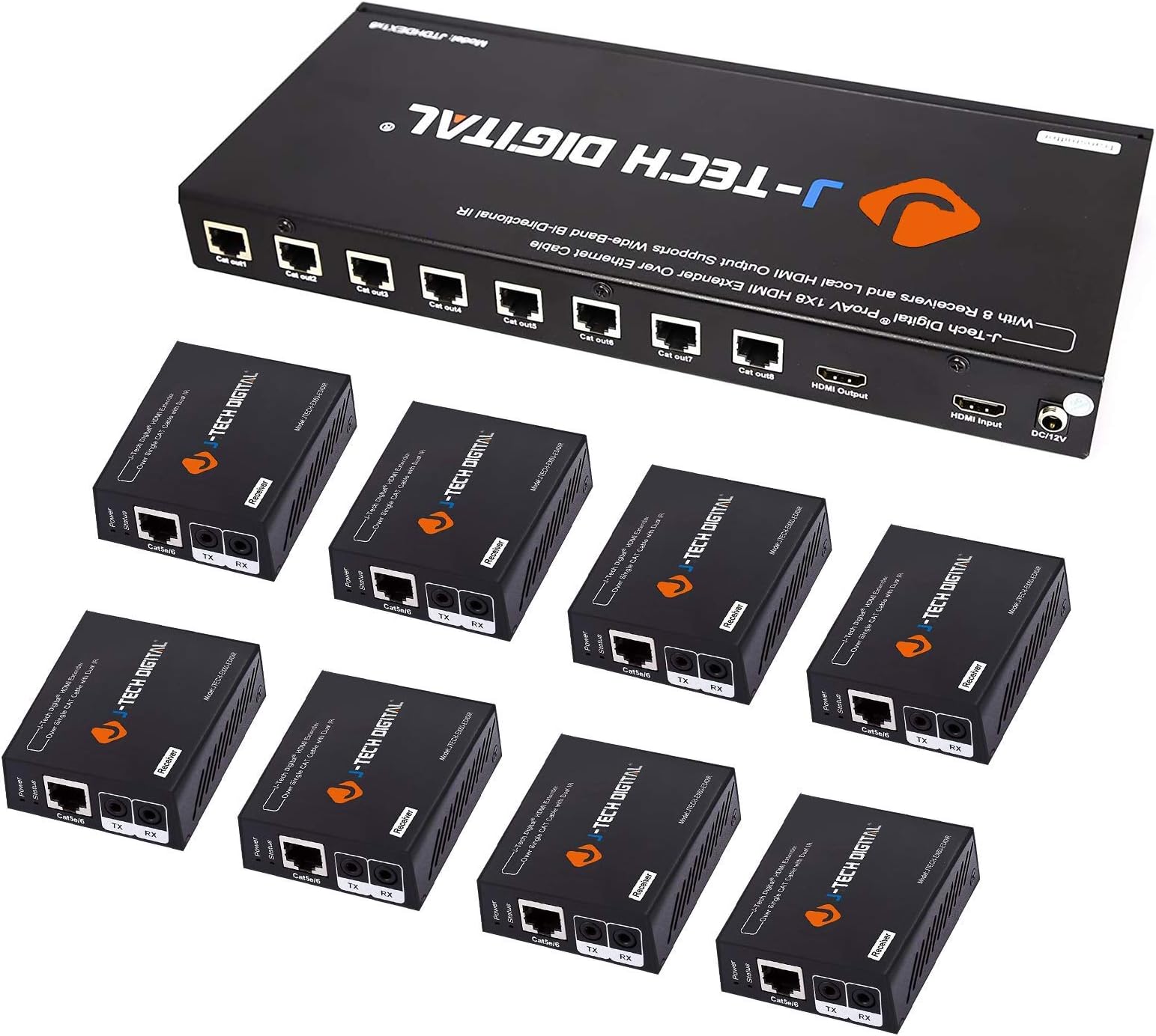 1x8 HDMI Extender Splitter/HDMI Amplifier/ProAV Premium Quality Over Cat5e/Cat6 Cable up to 164 feet