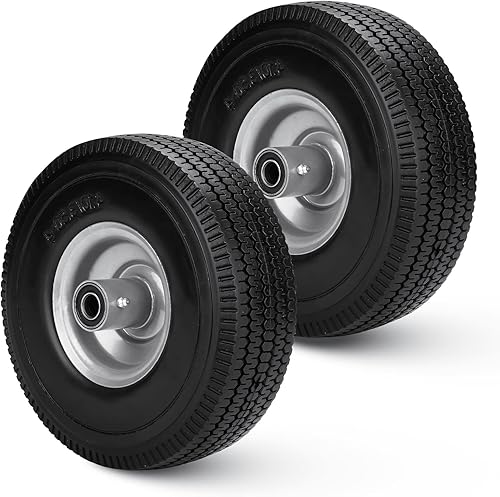 Nuevo neumático de cortacésped plano de 10 pulgadas en rueda 4.103.50-4, cubo de desplazamiento de 2.25 pulgadas, buje engrasado de 58 pulgadas para