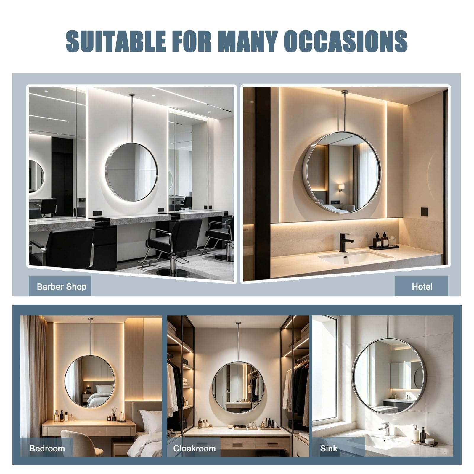 Specchio decorativo da parete per bagno, specchio da appendere al soffitto