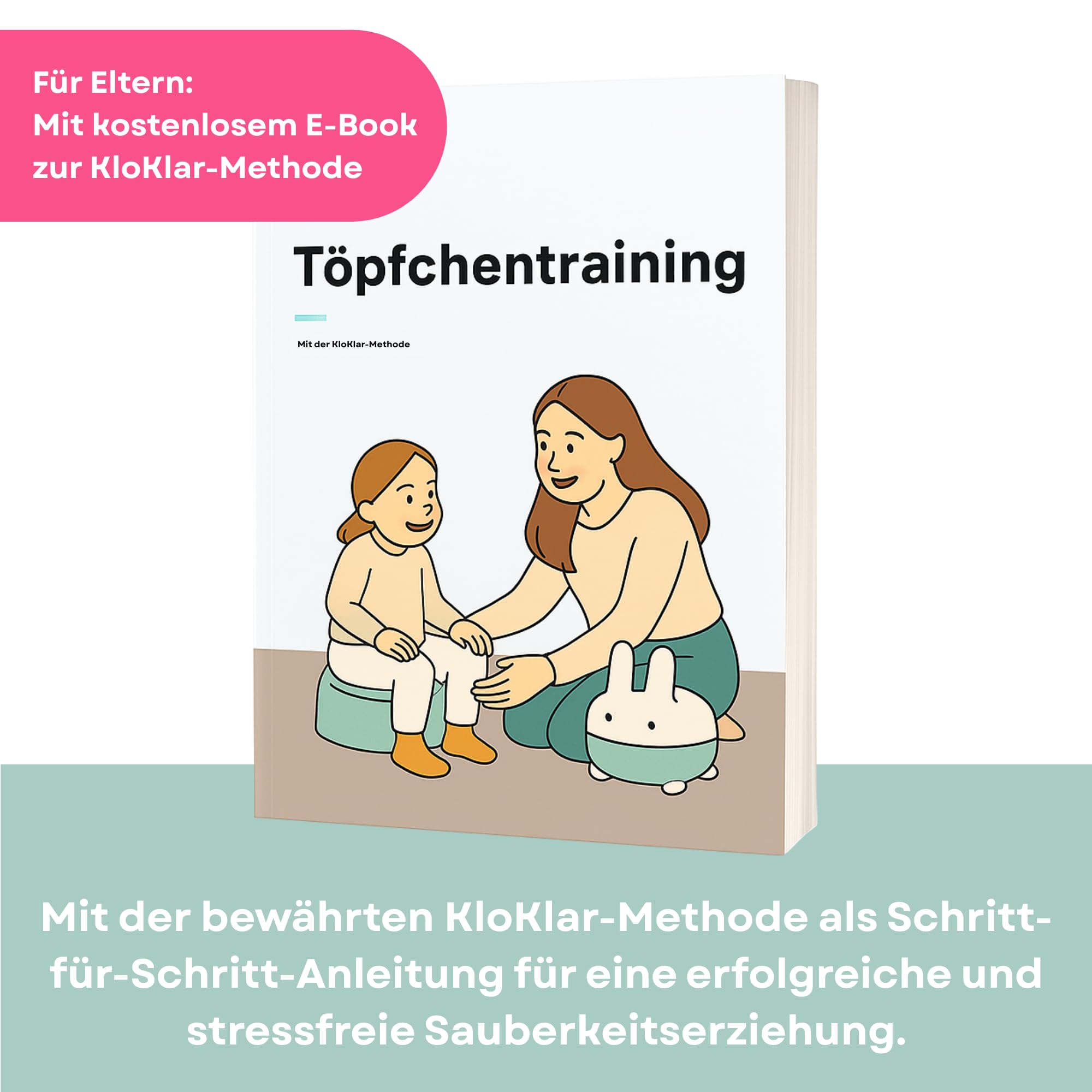 Eden Rae Orinal para niños – Inodoro para bebé, Potty, baño infantil y baño infantil con tapa y diseño de conejo, sin BPA, a partir de 1 año, con libro electrónico y tarjeta de recompensa para el