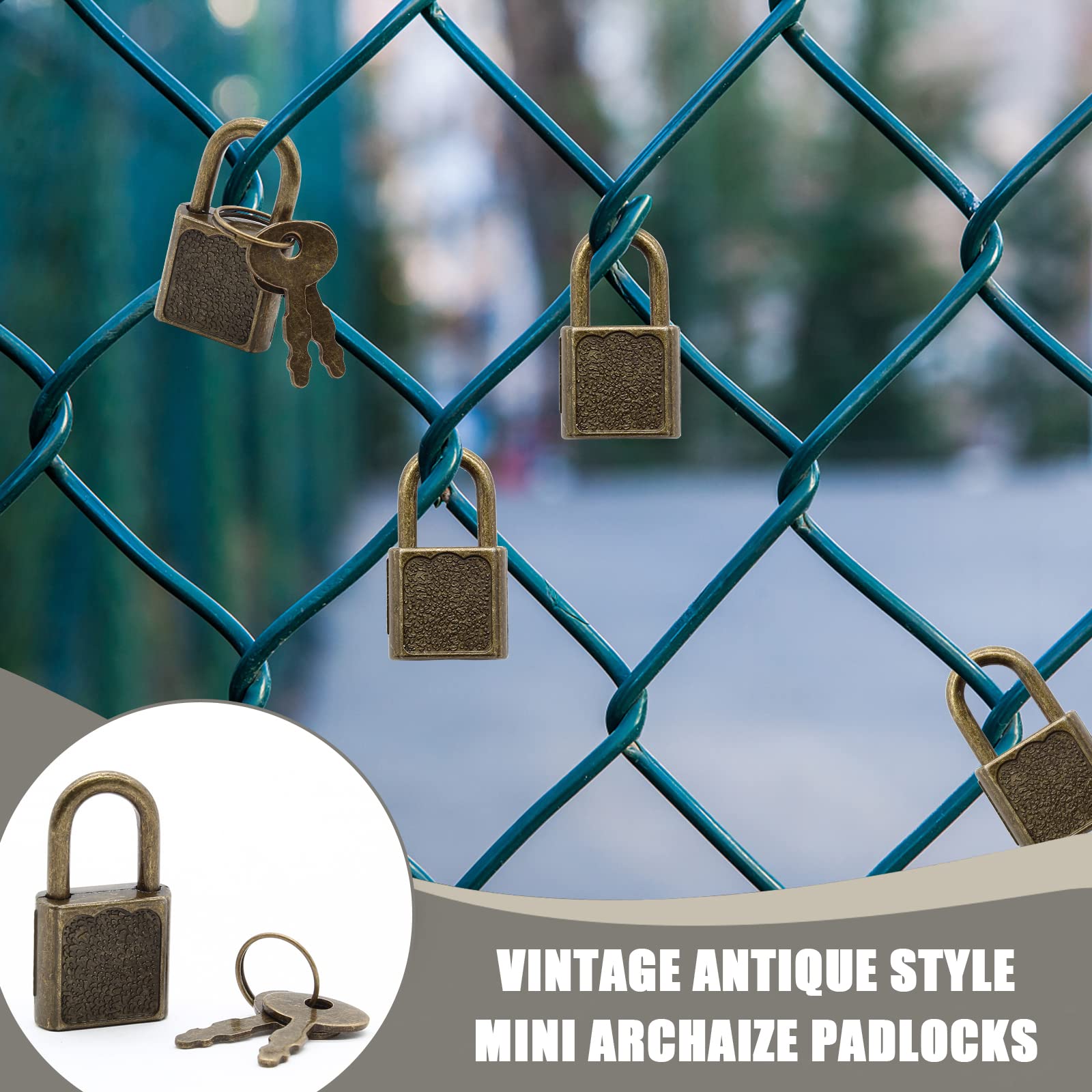 Litoexpe 10 Pieces Mini Diary Lock, Retro Bronze Metal Lock