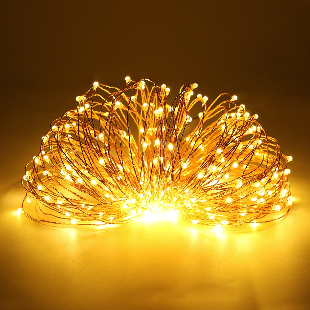 ErChen Strombetrieben Zweifarbige LED Lichterkette, 100 FT 30M 300 LEDs-Plug in 8 Modi Dimmbare Kupfer Draht-Lichterketten mit Fernbedienung Timer für Innen Außen Weihnachten (Blau, Warmweiß) Beleuchtung