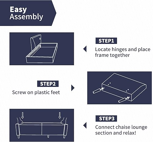 Miniatura 7 de ZAFLY Juegos de muebles de sala de estar, sofá seccional con otomana de almacenamiento, sofás seccionales con bolsillos de almacenamiento para sala