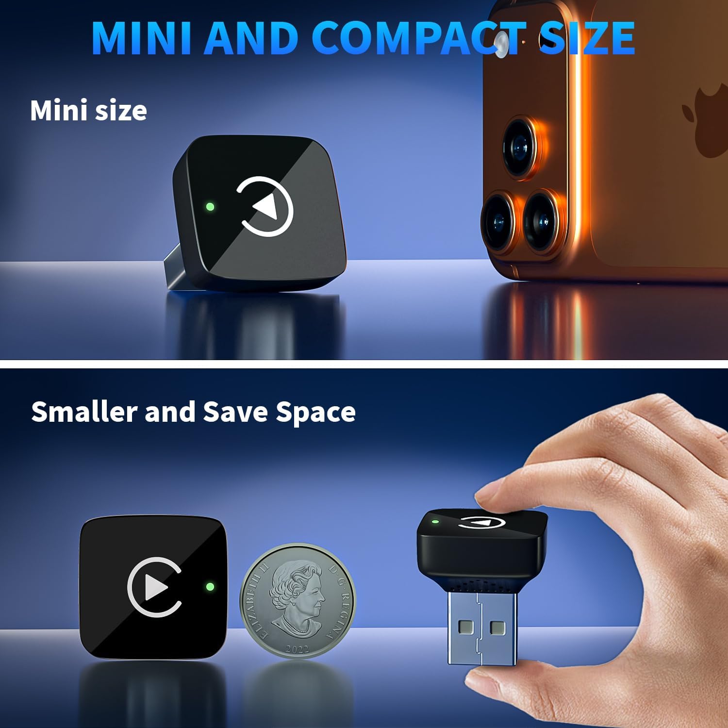 2 in 1 Wireless CarPlay and Android Auto Adapter for iPhone, Plug&Play Mini USB/USB C Car Play Adapter Fast and Stable Connection,No Delay Convert Wired to Wireless CarPlay for iPhone 8+/Android 11.0+ - Image 5