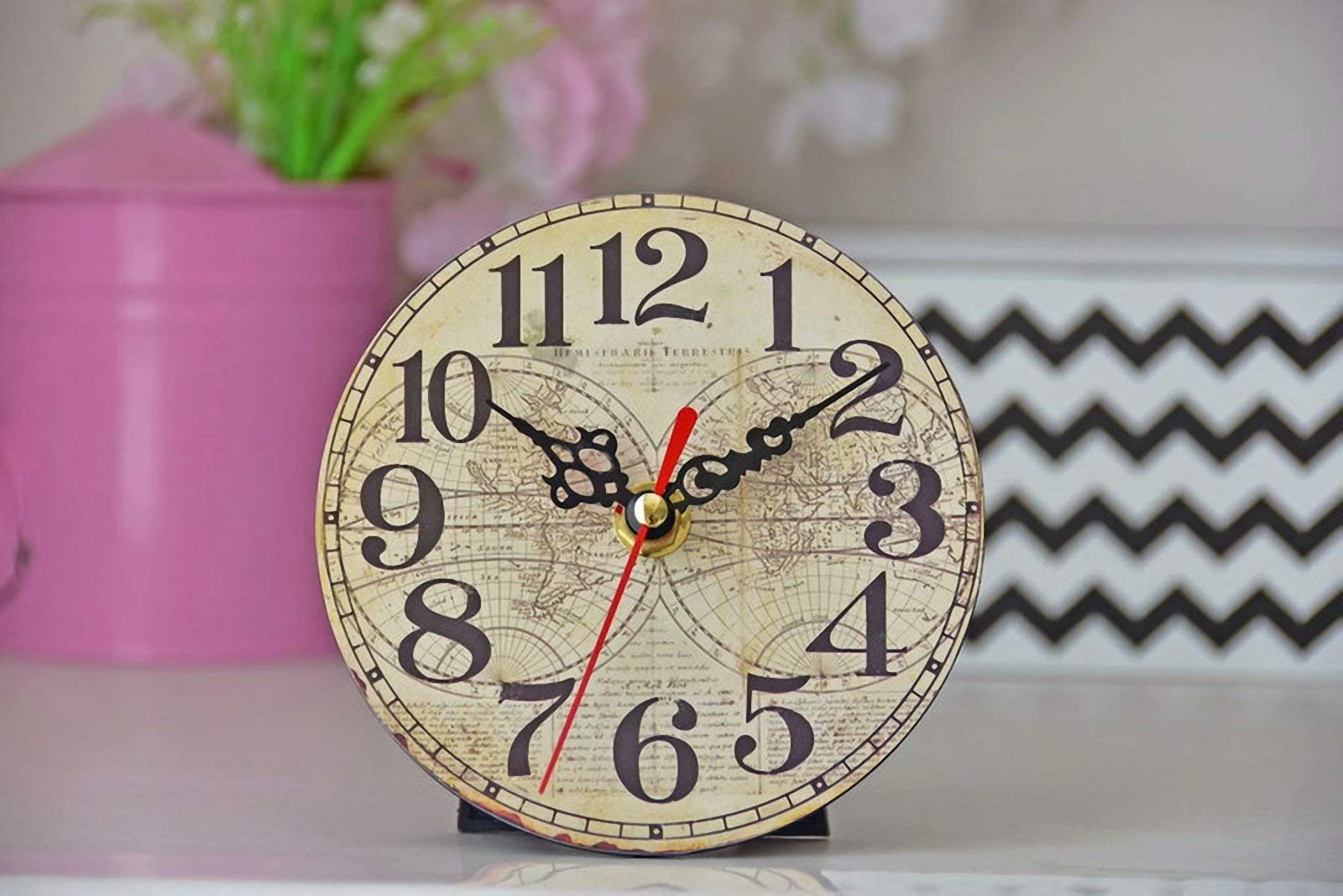 Wall Clock, 5 Inch Vintage Retro Silent Wall Clocks Quality Battery Operated Non-Ticking, Round Decorative Kitchen Home Office Bedroom Living Room(5