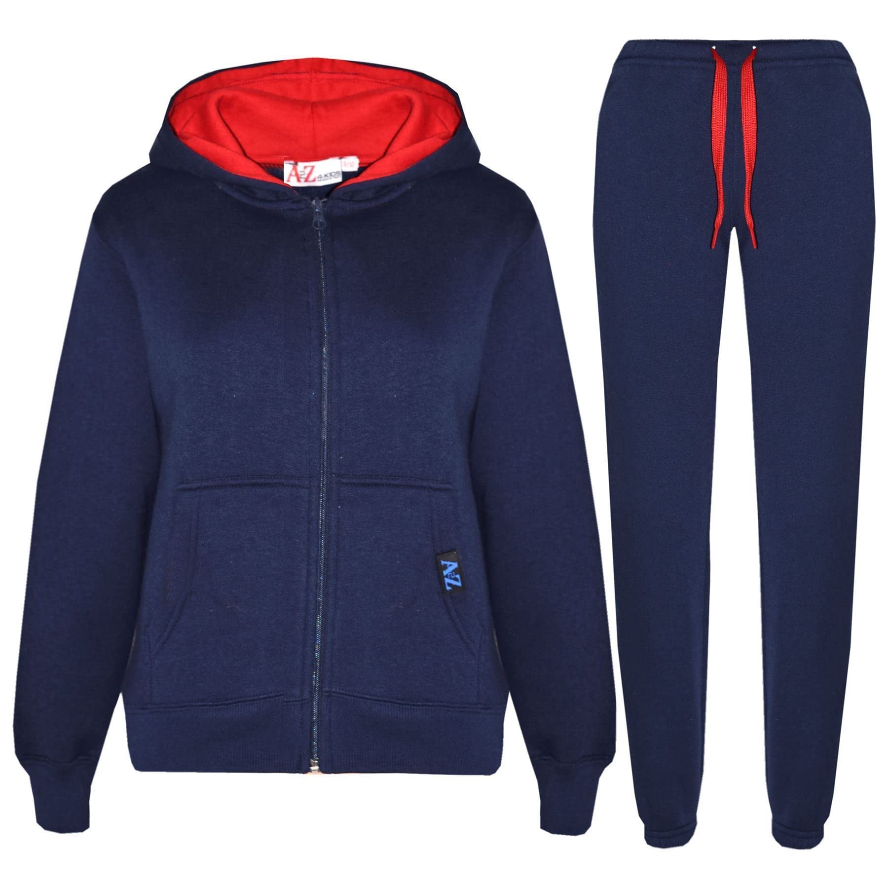 A2Z 4 Kids Plain Tracksuit Contrast - T.S Contrast Trim Navy & Red 13.
