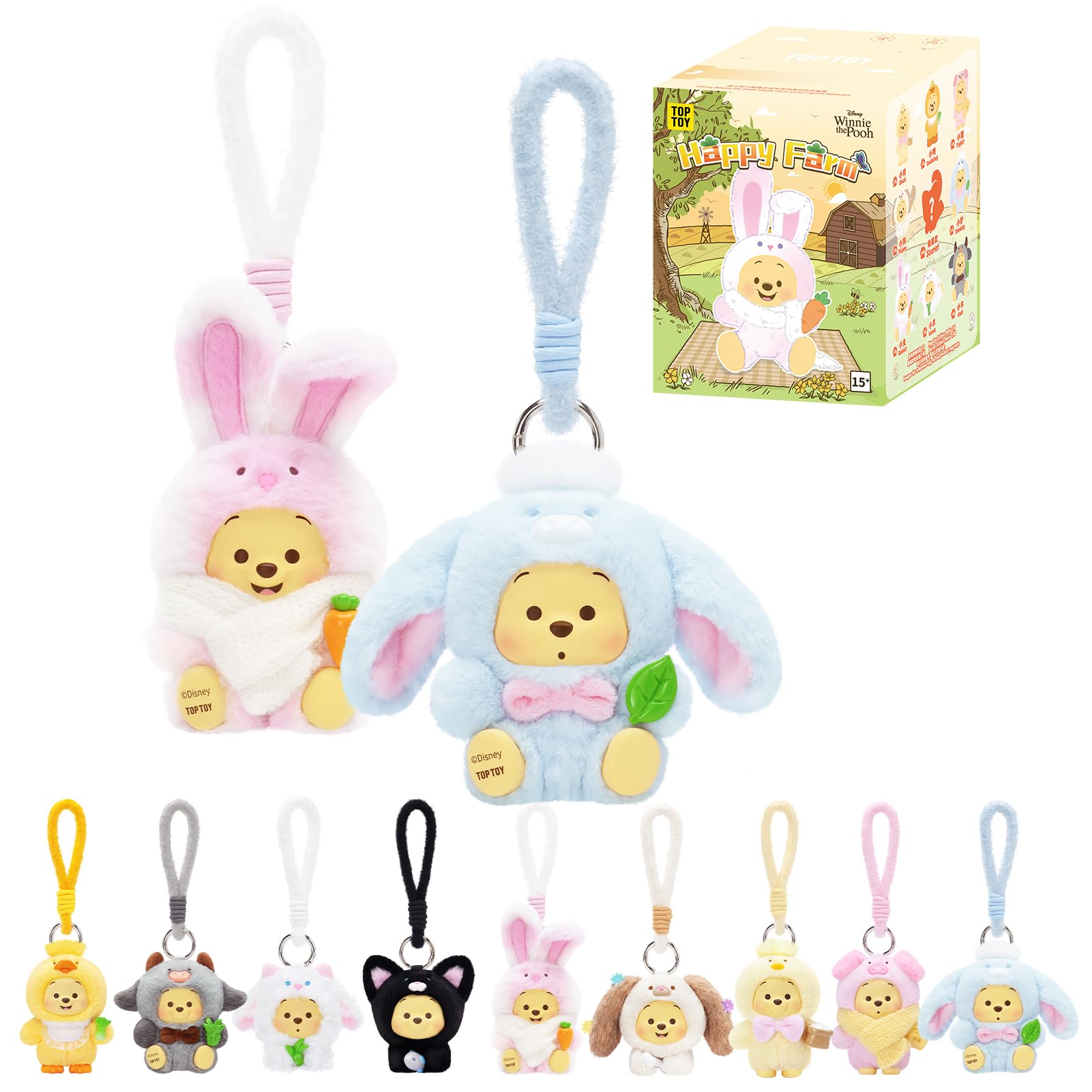 TOP TOY Disney Winnie the Pooh Happy Farm Plush Pendant Series [1 Piece] Blind Box Figure Plastic Model Premium Toy Soft Vinyl Birthday Present Winnie the Pooh Character Collector : Toys & Games