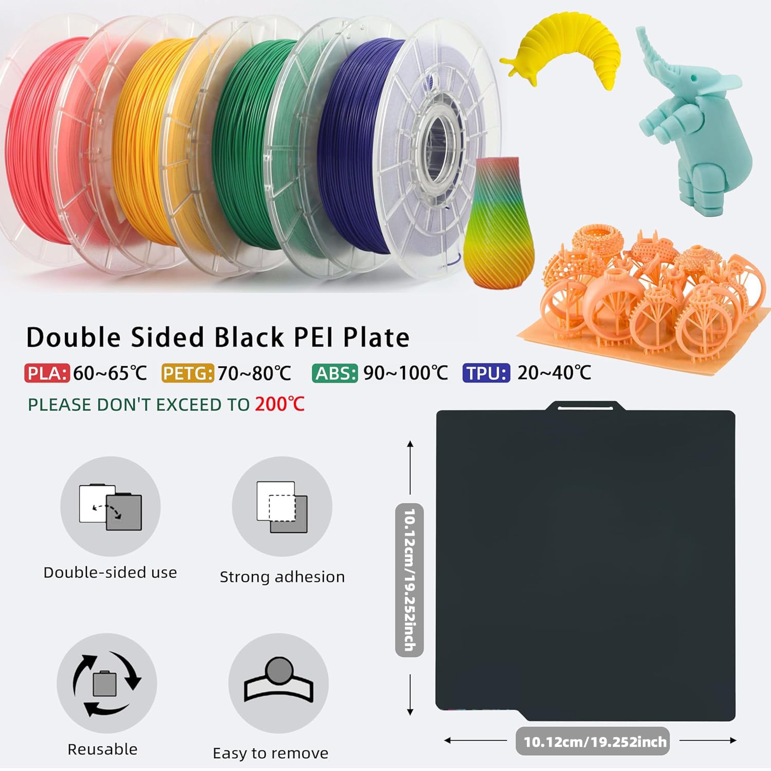 Druckplatte für Bambulab X1, X1C, X1E, P1P, P1S, A1: OUZRTG 257x257mm Federstahl Textured PEI Druckbett für Bambu Lab 3D Drucker Build Plate Plattformen
