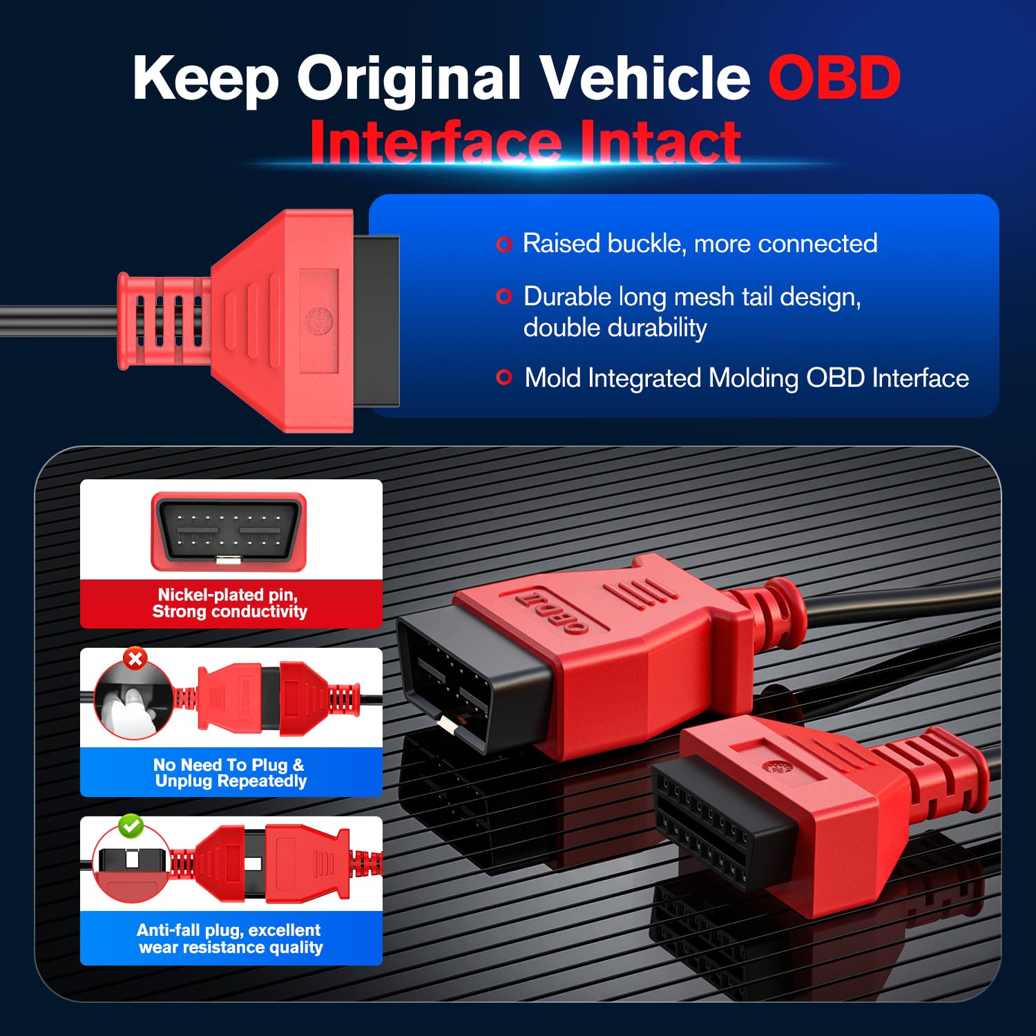 Autel OBD2 kabel przedłużający 9,8 stopy/3 m, 16-biegunowy OBDII, kabel przedłużający, wtyczka na gniazdo, adapter kablowy OBD2 do narzędzi diagnostycznych OBD II, kompatybilny ze wszystkimi pojazdami