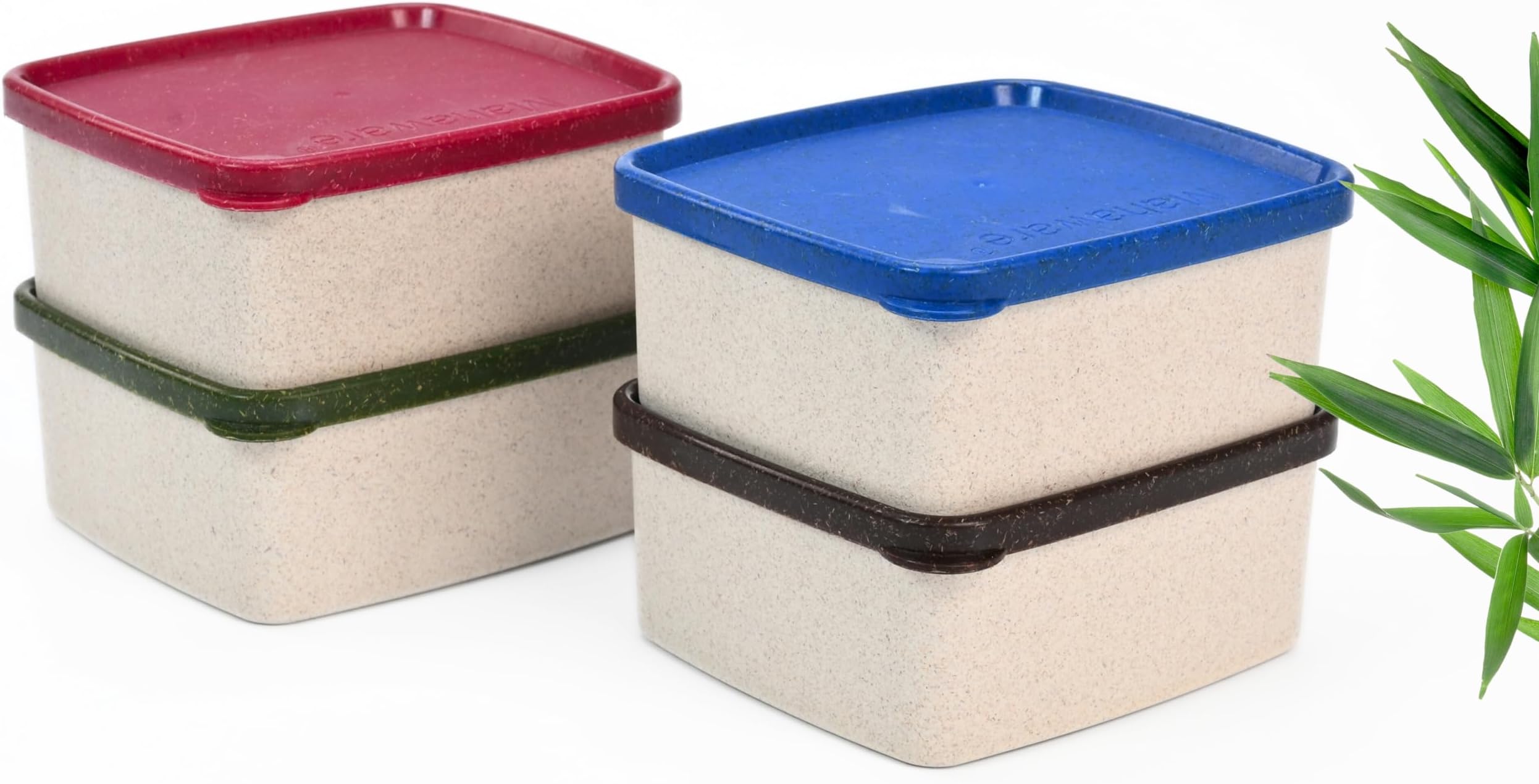 Eha Earth Friendly Storage Containers With Lid | Set of 4 | 500 ml | Made With Rice Husk | Microwave Safe & Fridge Storage Boxes | Multi-Light