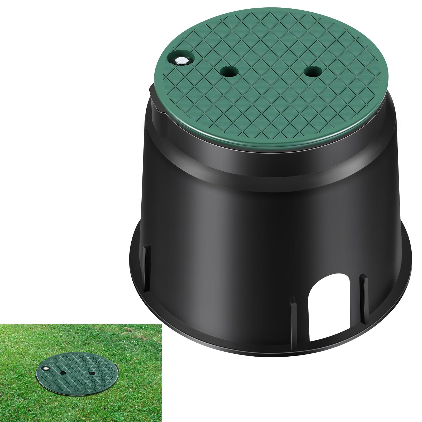 Tandefio 910 Elektrische Spleißdose, 25,4 cm Durchmesser, unterirdische elektrische Anschlussdose, Inground Electrical Box, Ventilbox und Abdeckung für elektrische Verkabelung im Freien (schwarz)