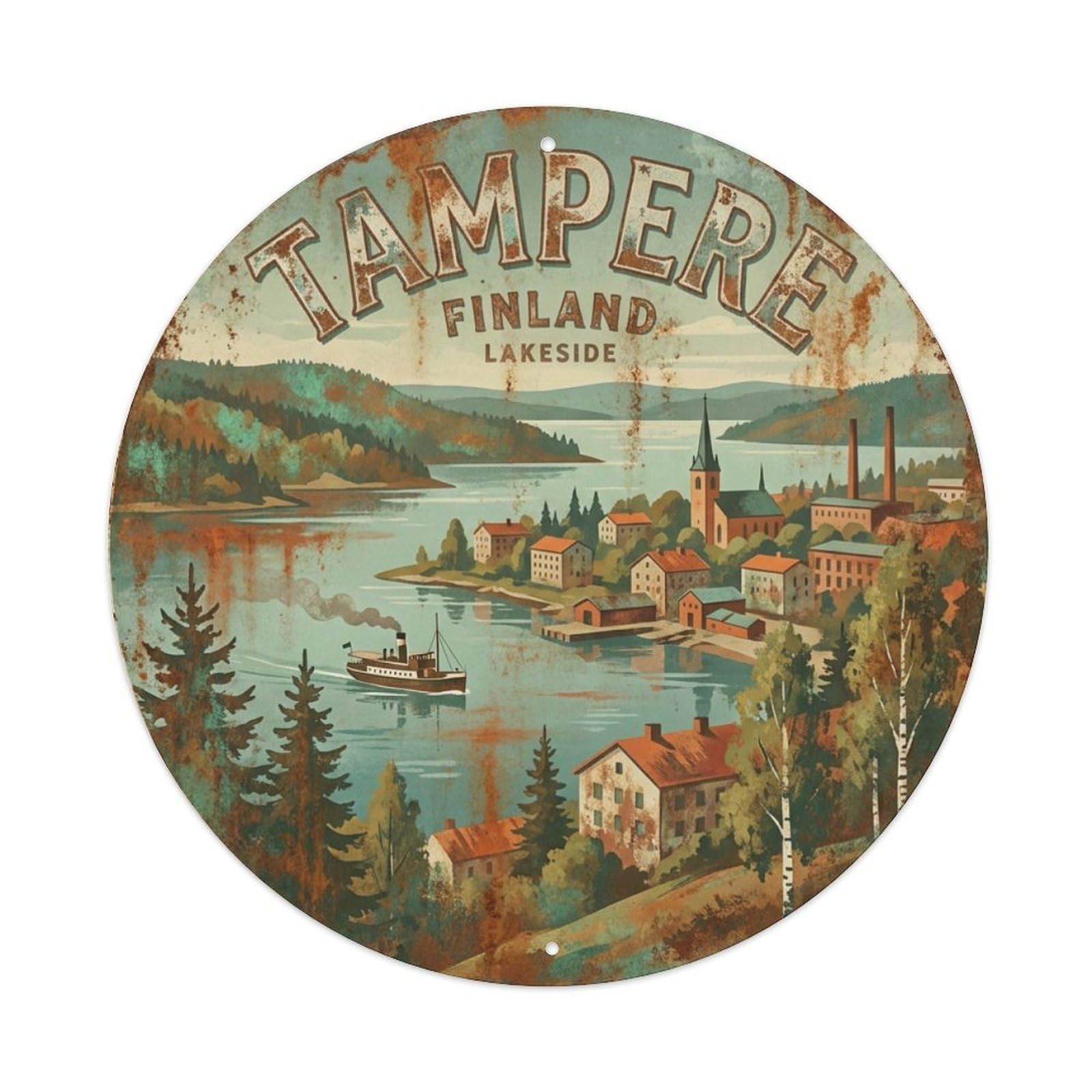 Galvaxio Style Finland Retro Travel Tampere Metal Tin Sign