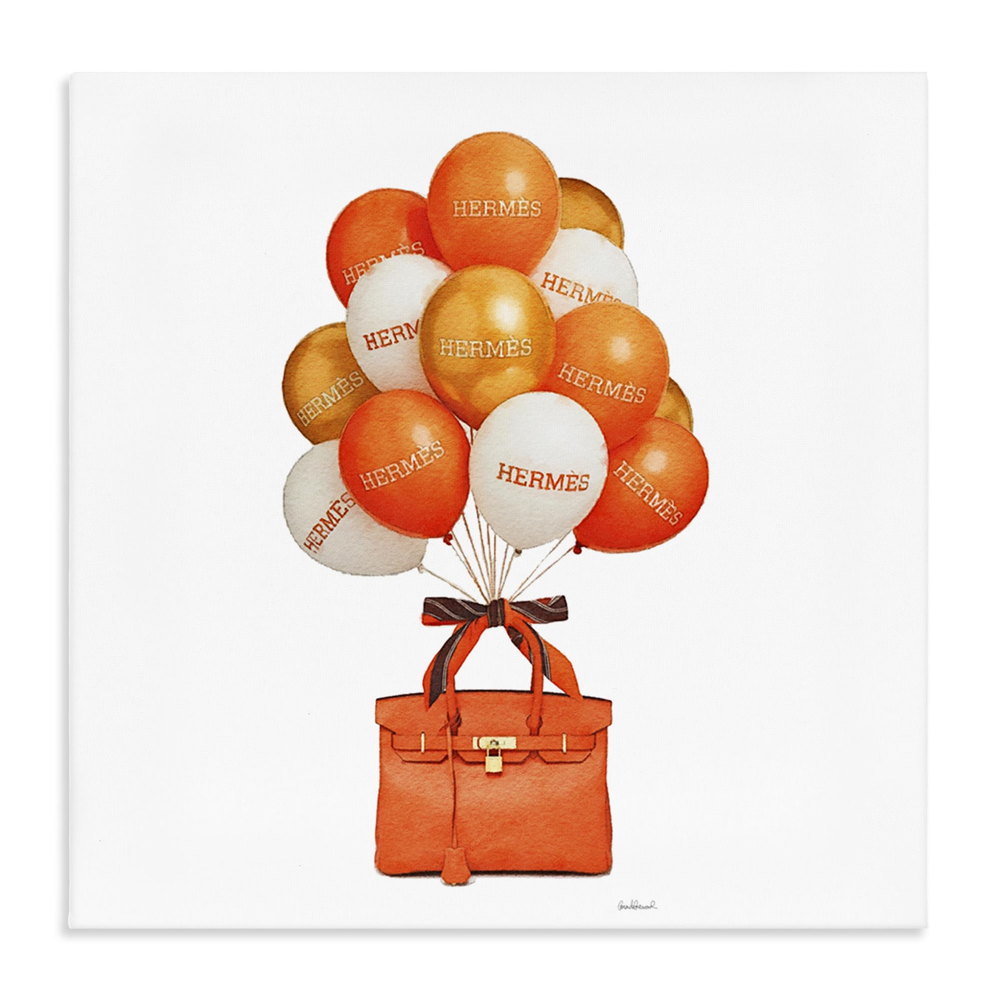 Stupell Industries 'Orange Handbag & Balloons', Canvas Art, 17 x 17 Inches, Easy to Hang and Sturdy, Made in USA, by Amanda Greenwood