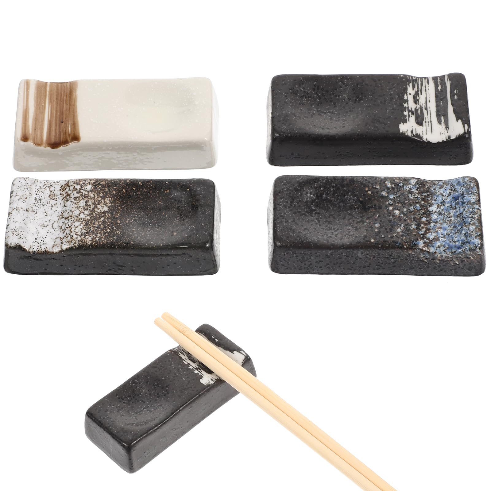 PRETYZOOM 4 Stück Essstäbchenablage Aus Keramik Tischlöffelablage Keramik Besteckablage Tischdeko Stäbchen Ablage Besteckbänkchen Essstäbchen Halter Messerbänkchen Zubehör Japanischer Stil
