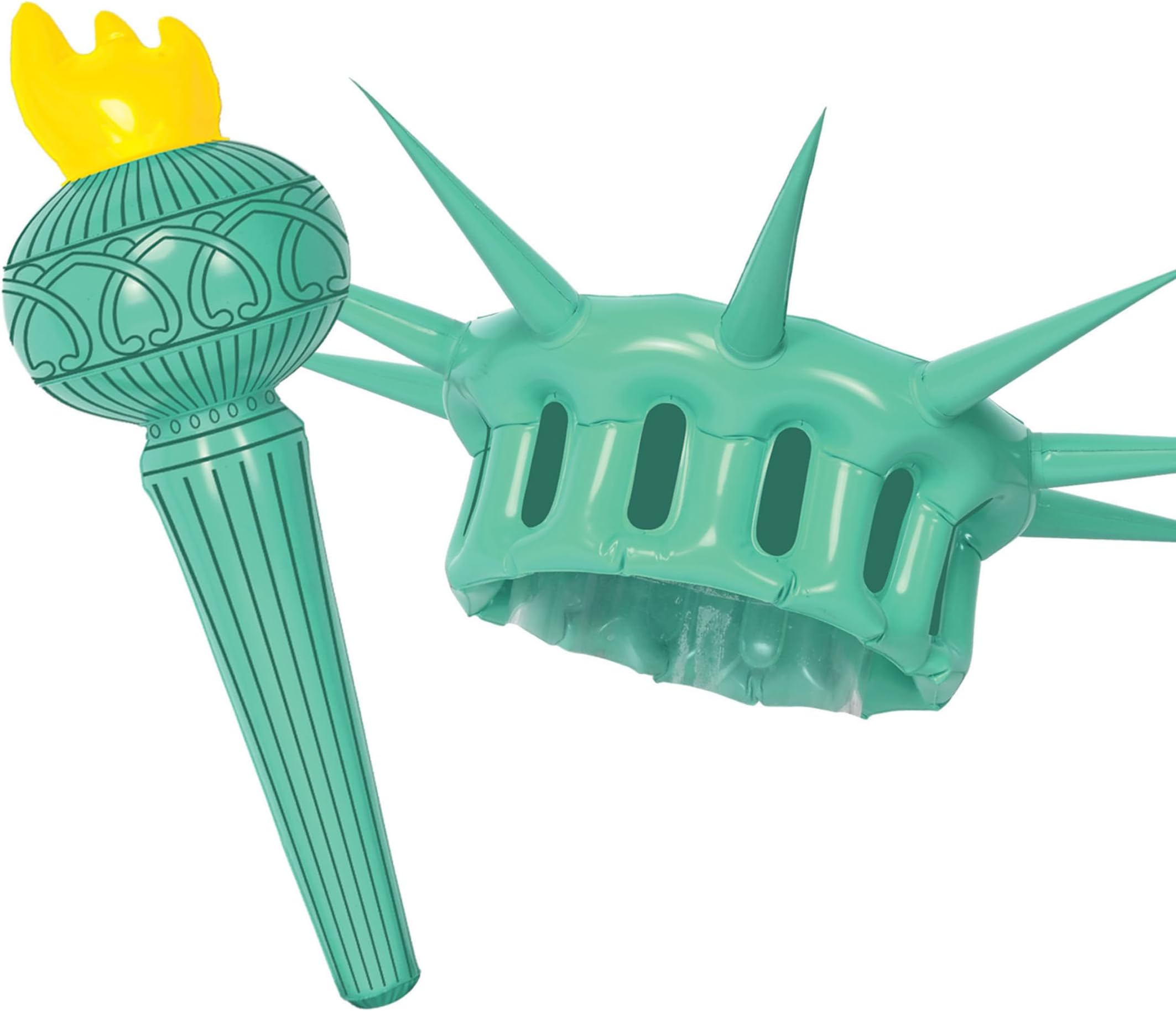 Beistle Inflatable Statue of Liberty Crown & Torch, Patriotic Party Accessories, 4th July Outfit for Parades Events, Crown—22¼" Torch—17½"