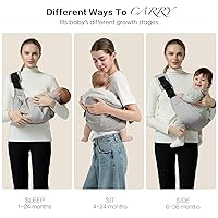 Vista 3 de Portabebés Tipo Bandolera, Portabebés para Niños Pequeños con Doble Hebilla de Seguridad y Correa de Hombro Ajustable (7-30 libras), Portabebés Gris