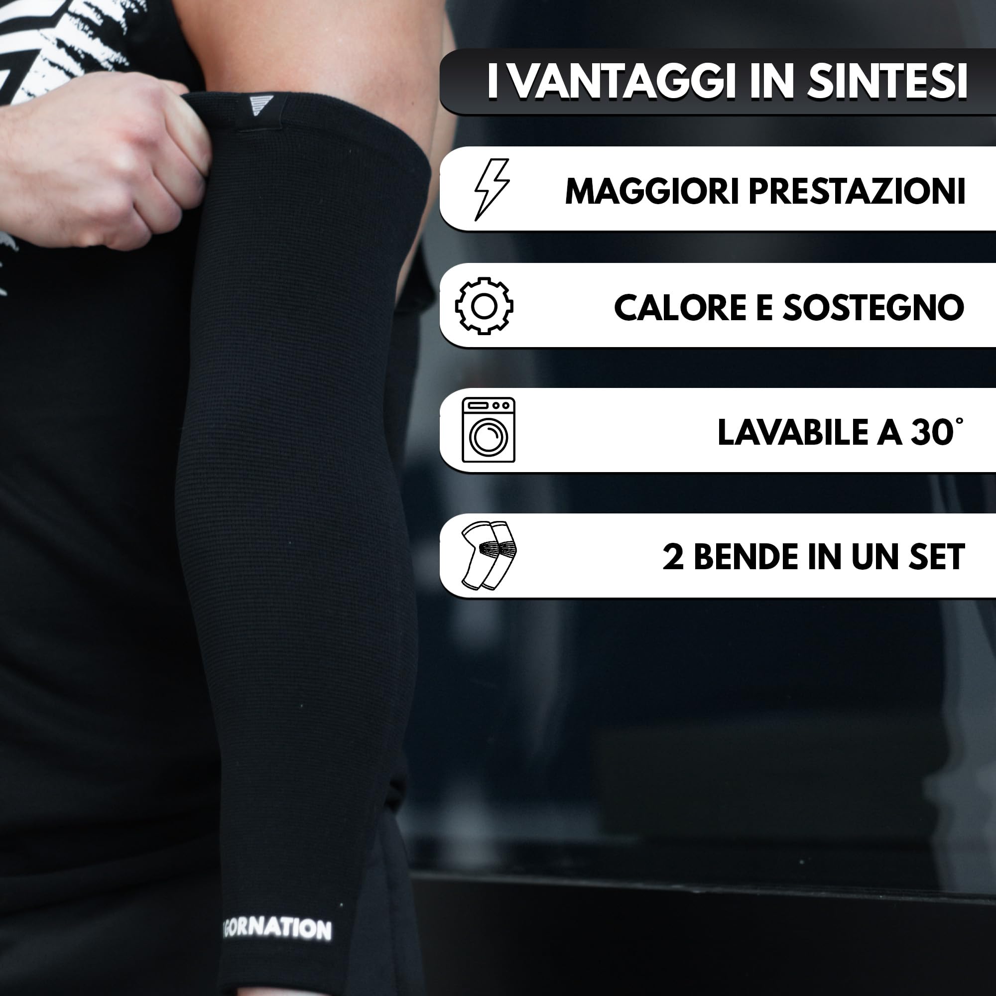 GORNATION Manicotti per Braccia, Compressione per Pallavolo, Running, Ciclismo, Fitness e Calisthenics, Uomo e Donna, Scaldabraccia e Compressione per Braccia e Gomiti per Sport, Compressione, 1 Paio