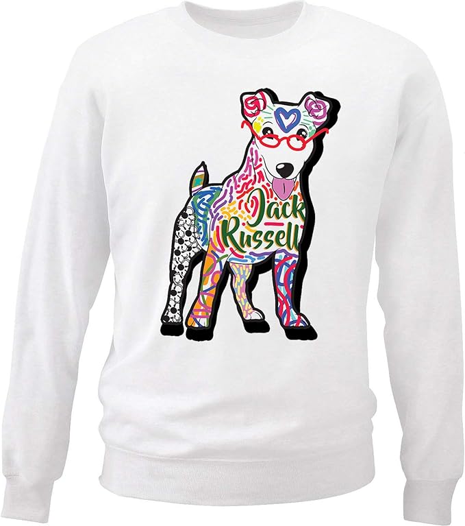 Teesquare1st Men's Jack russell White Sweatshirt Amazon.co.uk Fashion