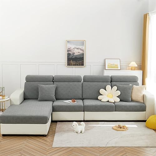 Miniatura 2 de MIFXIN Funda elástica para sofá, funda de cojín para sofá, resistente al desgaste, antideslizante, jacquard, elástica en forma de L, protector de