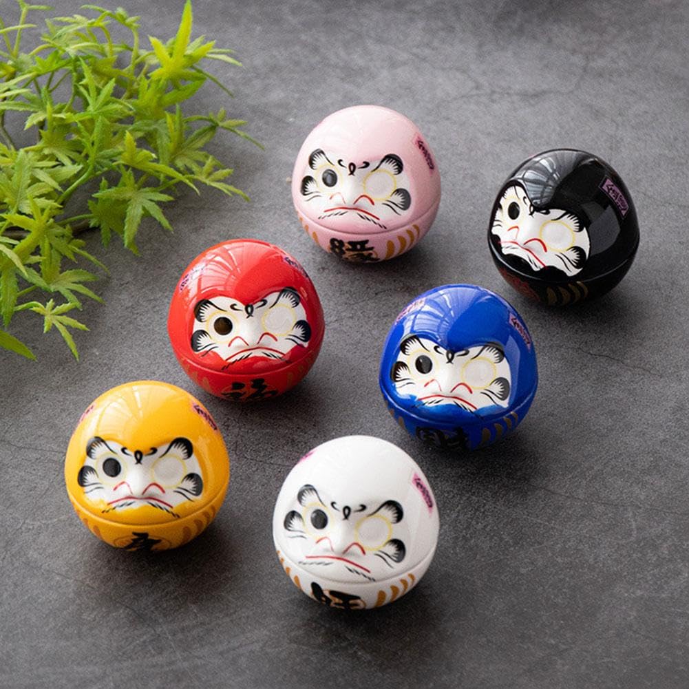 Piccola bambola Daruma in ceramica giapponese, decorazione Dharma, scultura Piccola bambola Daruma in ceramica giapponese, decorazione Dharma, scultura