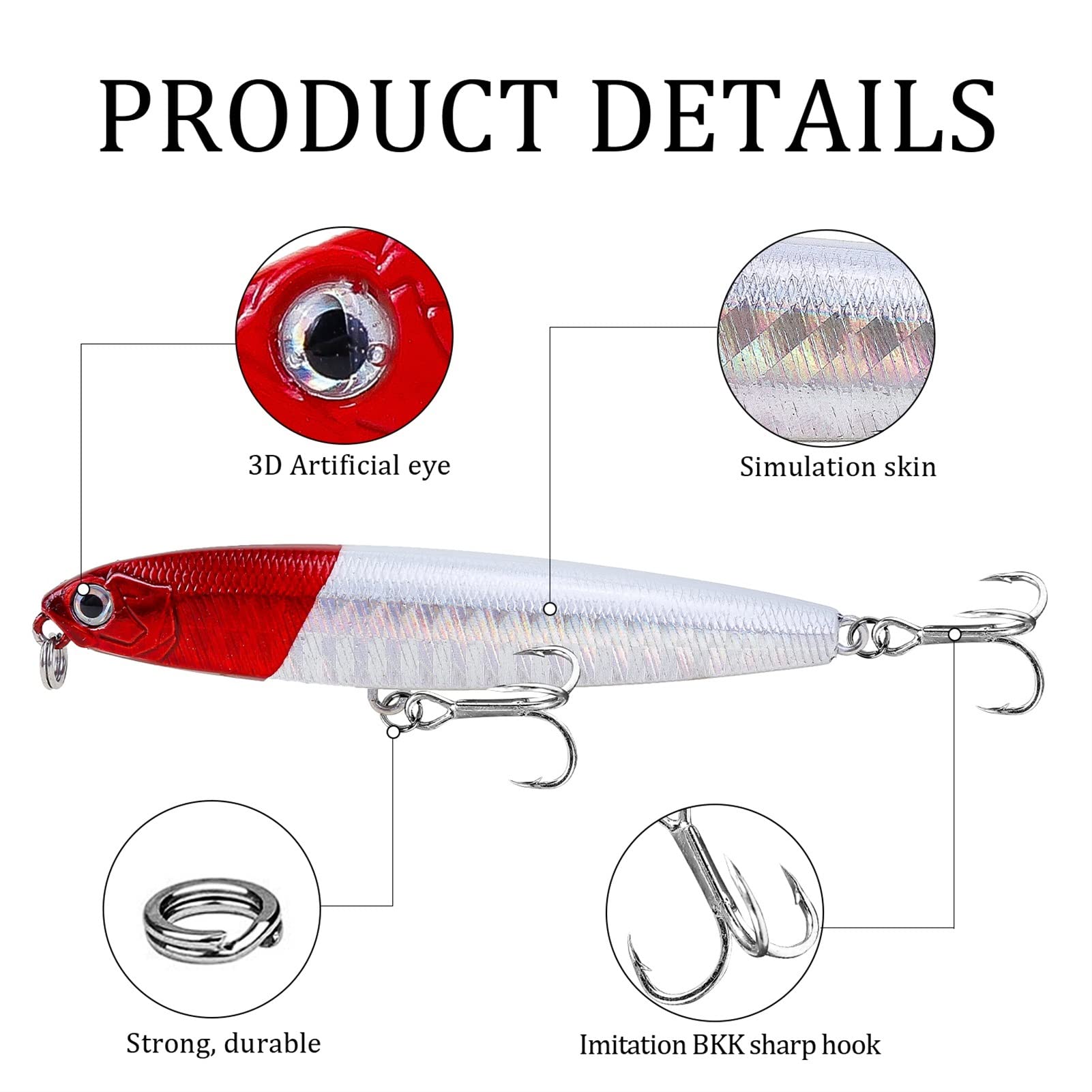 10 sztuk 8cm 12/18g Przynęta na okonia z haczykami Trident Tonące Woblery Sztuczna Przynęta Realistyczna twarda przynęta Minnow Jigging Pesca Sprzęt wędkarski