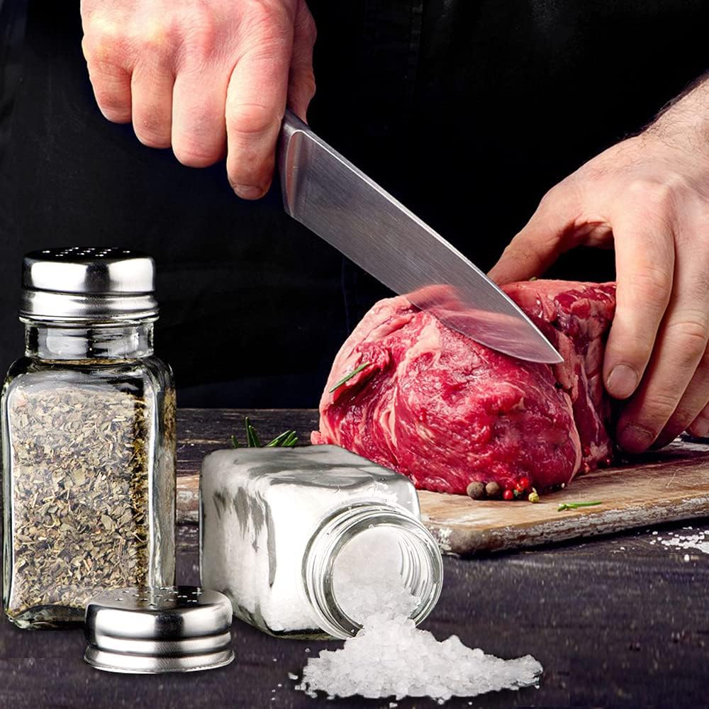 Glass Salt and Pepper Shakers Set ,Cute Farmhouse Pepper and Salt Shaker Sets with Stainless Steel Lids for Kitchen Decor: Home & Kitchen