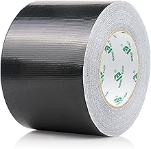BOMEI PACK 1 Roll Black Duct Tape 4 Inch Reinforced Black Gaffer Tape 100mm x 50m Waterproof Heavy Duty Ducts Fixing Tape,DIY Craft Labeling