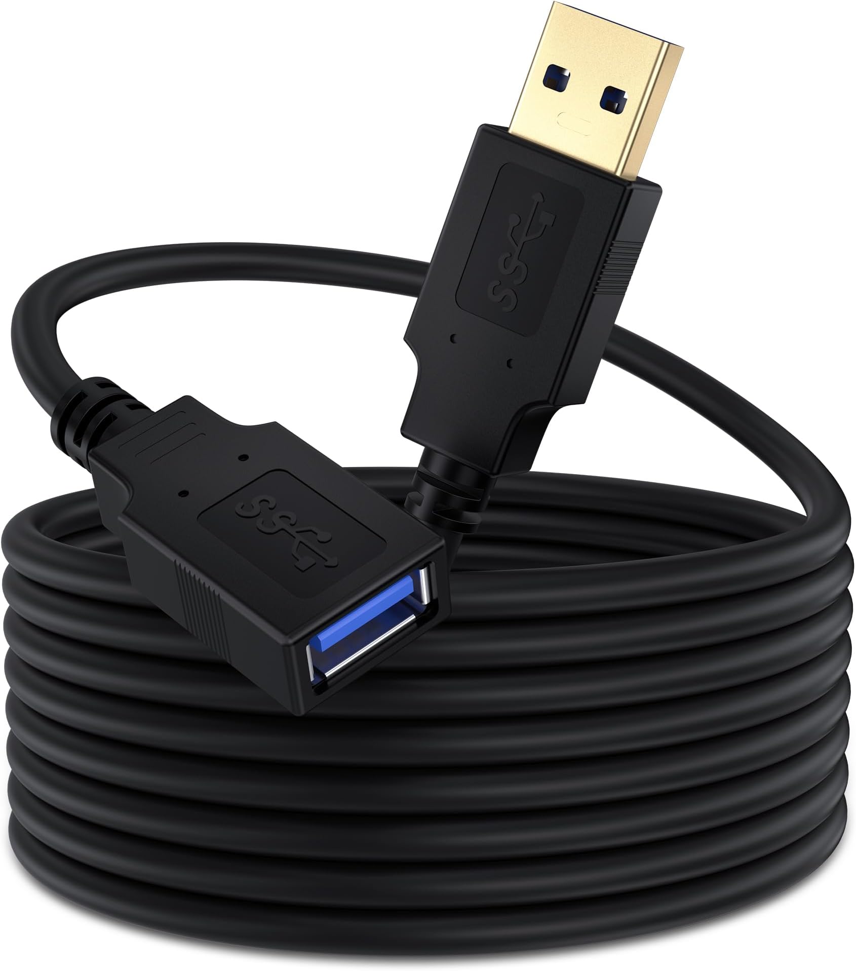 USB 3.0 Extension Cable 25 FT,5Gbps High Speed Data Transfer Extra Long A Male to A Female Connector for PC,Computers, Printer, External HDD & More,Black,25FT