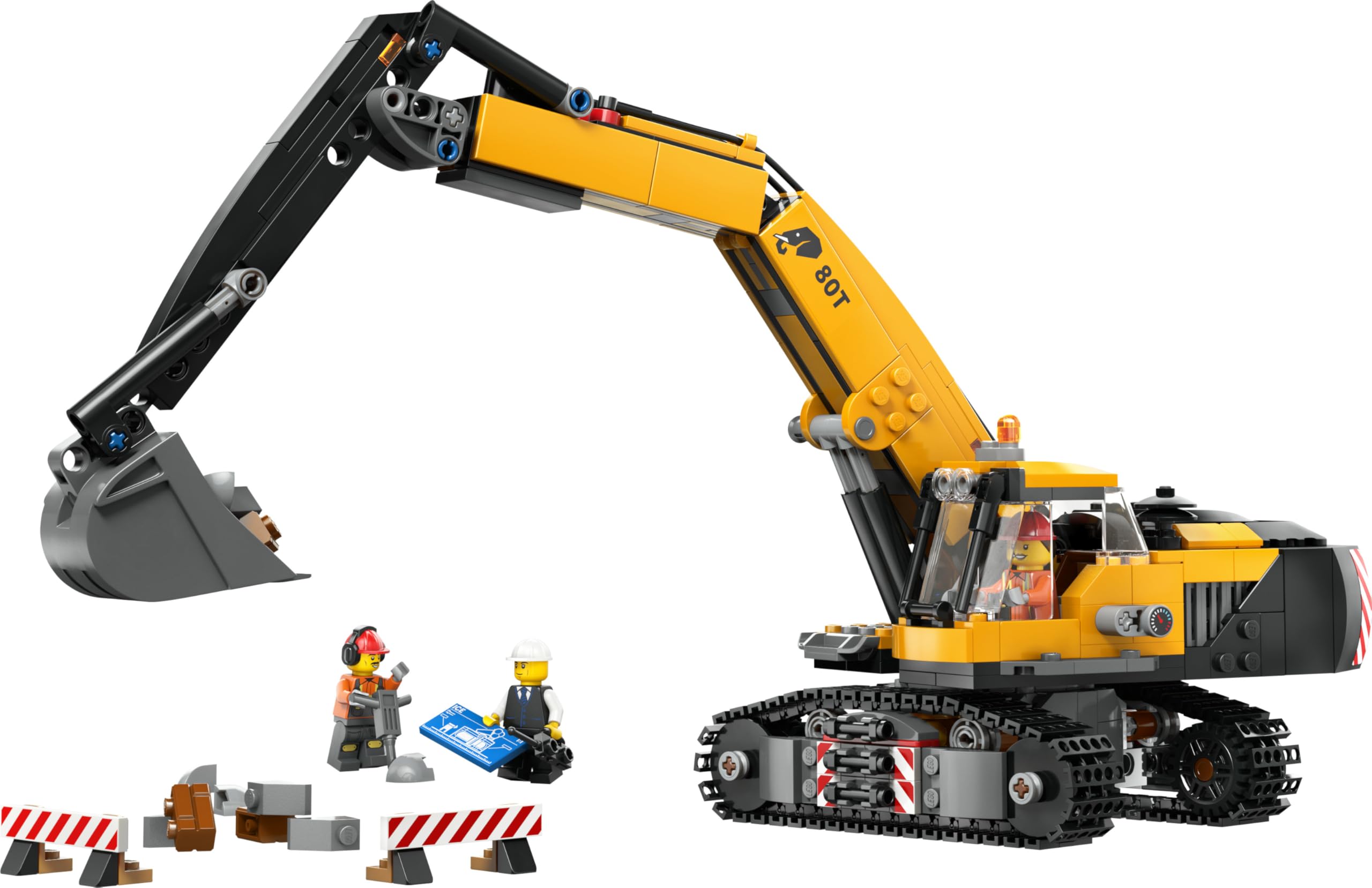 LEGO City Escavatore da Cantiere Giallo, Giochi Creativi per Bambini e Bambine da 8 Anni, Veicolo Giocattolo da Cantiere con Funzioni Reali e 3 Minifigure (Operaio, Operatore e Architetto) 60420