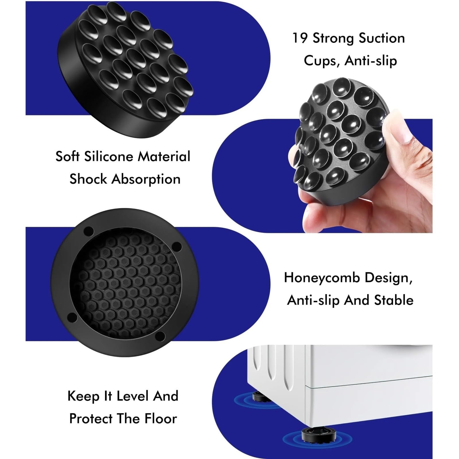 4/8 Pezzi Nuove Ventose Piedini Antivibranti Universali For Lavatrice | Base Di Sollevamento Del Cuscinetto Del Frigorifero Silenzioso Del Tappetino In Gomma(8PCS)