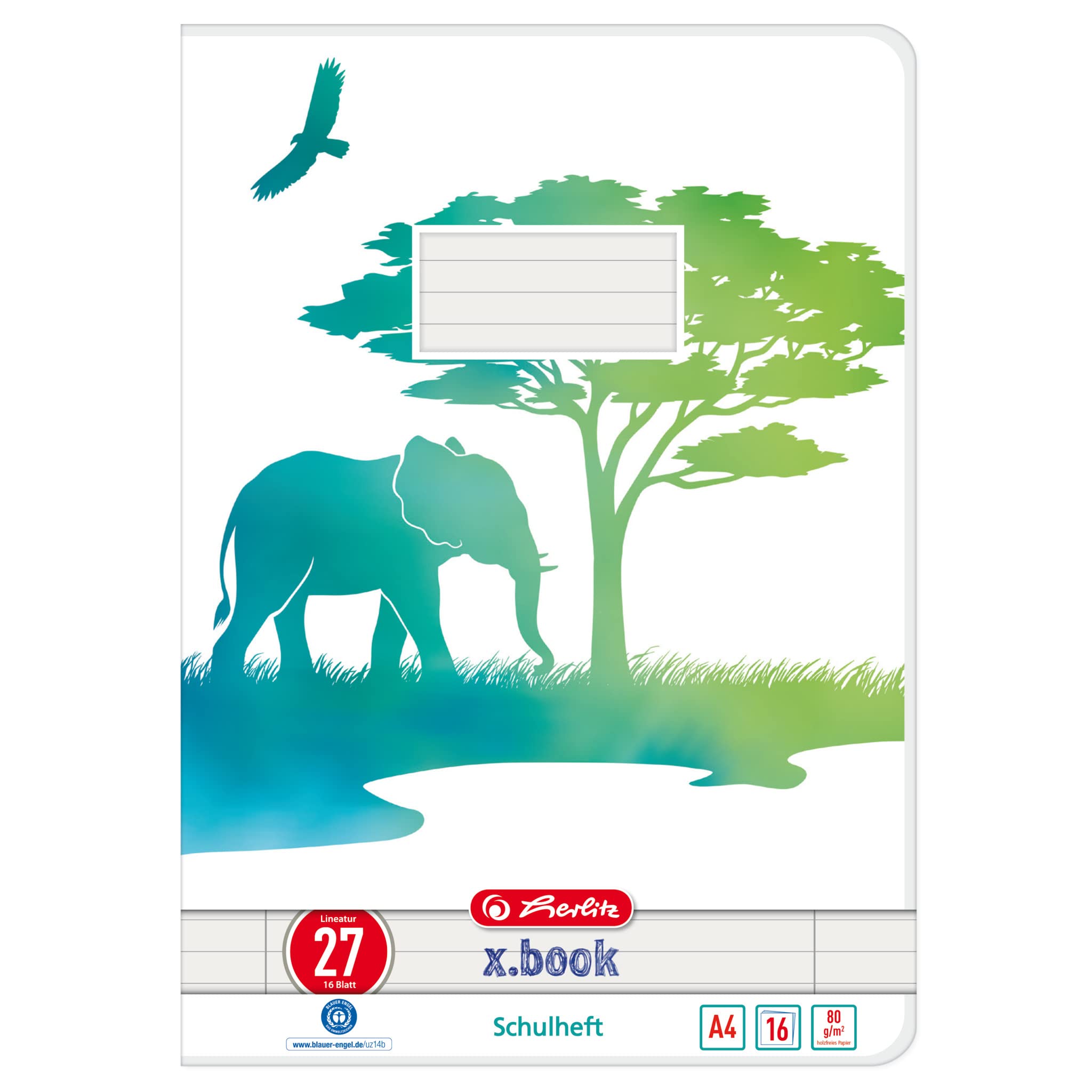 herlitz Hefte A4/16 Lin.27 GREENline Elefant