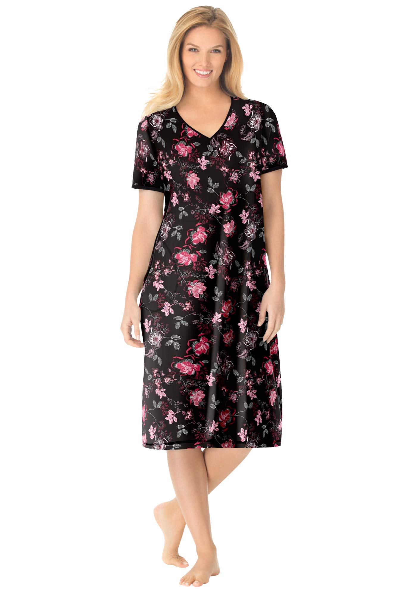 Dreams & Co.Women's Plus Size Short T-Shirt Lounger House Dress or Nightgown