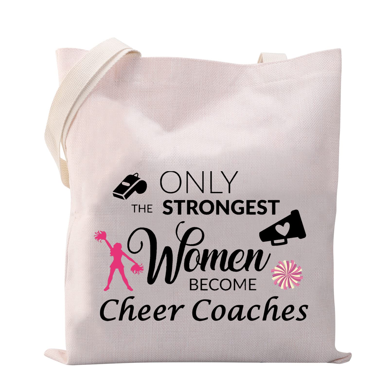 VAMSII Cheer Coach Tote Bag Cheerleading Coach Gifts Bag Cheerleading Gifts for Coaches Instructors Shoulder Bag Off-white