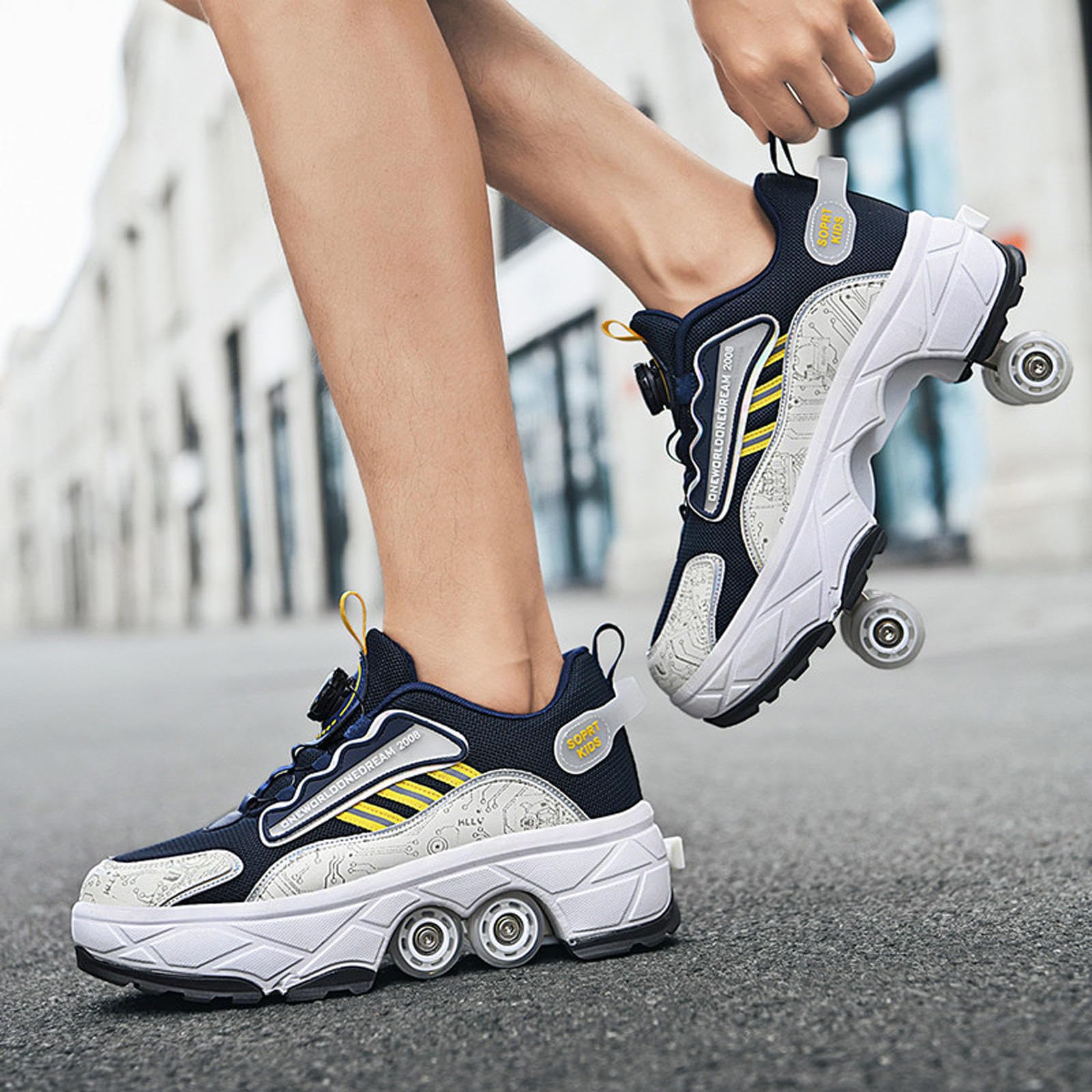 StejaR Scarpe multifunzionali di Nuova concezione per Pattini a Quattro Ruote 2-in-1 da Uomo e Donna a Quattro Ruote per Ragazzi e Ragazze,36