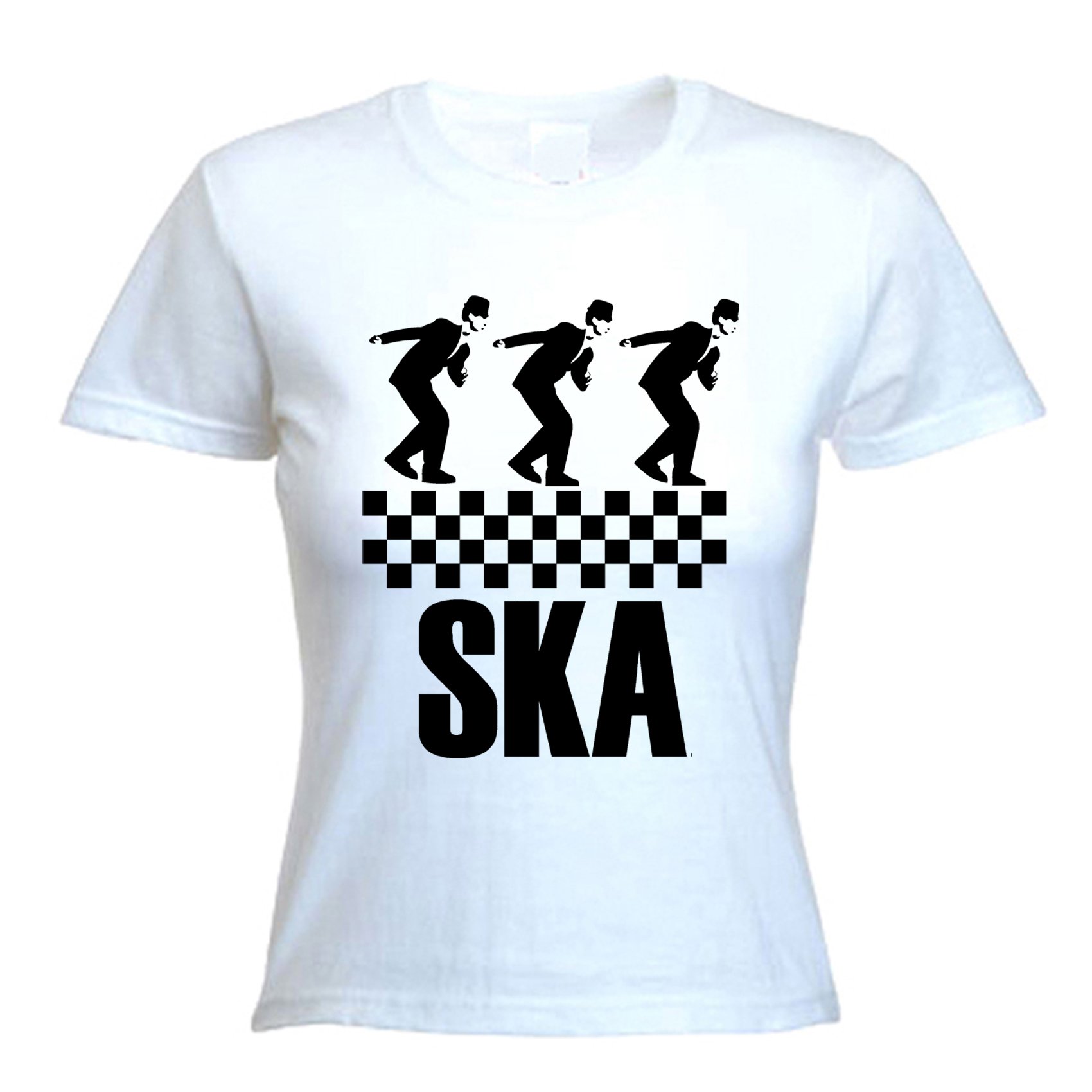 Tribal T-Shirts Womens Ska Dancers T-Shirt (Large, White)