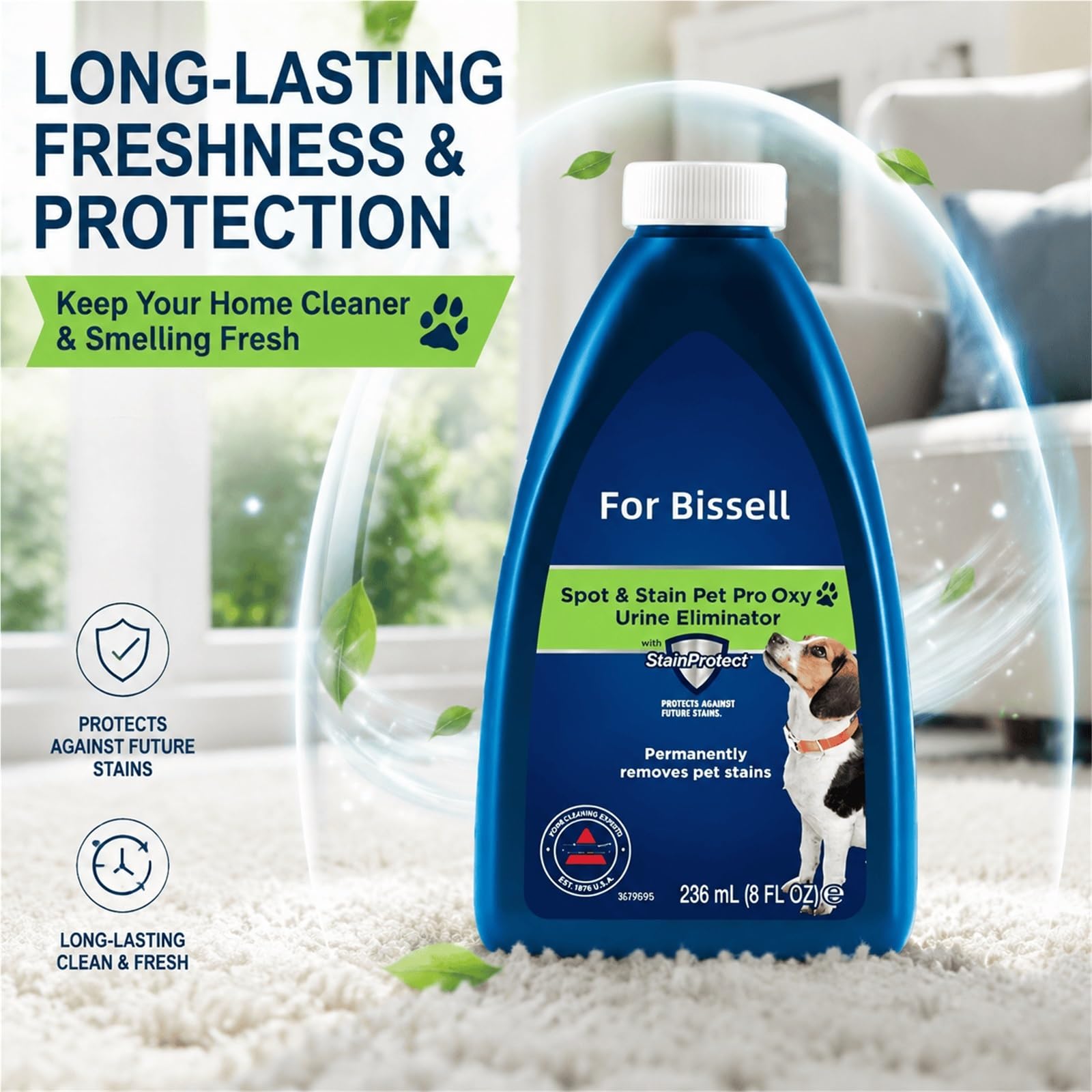 Compatible con Bissell Aspiradora Wet & Dry, Limpiador de Alfombras Manchas & Olores de Mascotas, 5 Frasco, 236ml