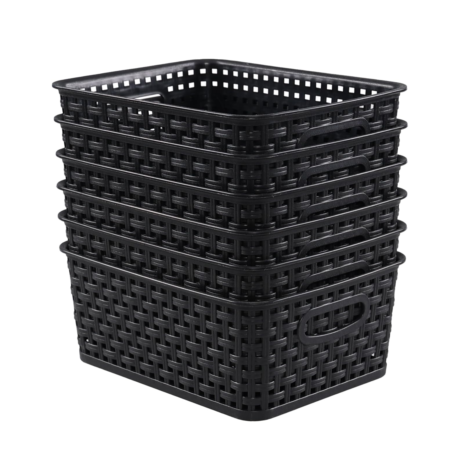 Tyminin Plastic Woven Baskets for Storage, Small Basket Boxes, 6 Packs