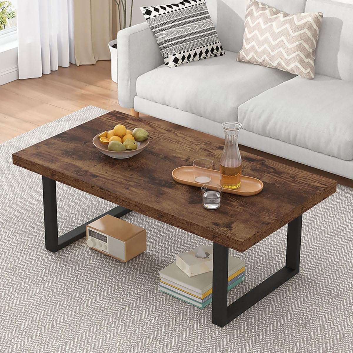 IBF Coffee Table Living Room Wooden Center Coffee Tables 120cm Rustic Brown โ image 1