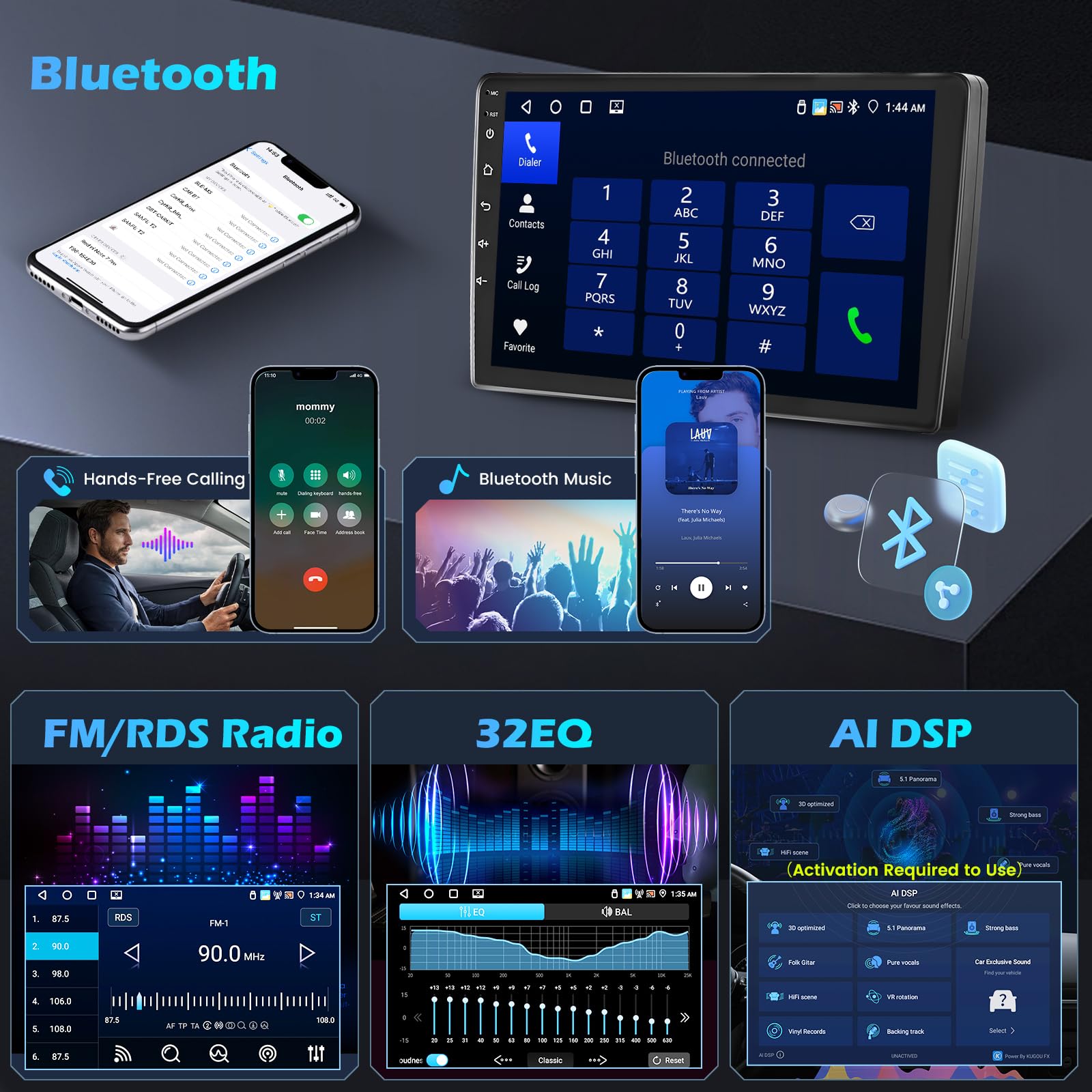 Hikity 4G+64G Android Autoradio dla Toyota Corolla Verso 2004-2009 radio samochodowe 2 DIN bezprzewodowe Carplay Android Auto 9-calowy ekran dotykowy z GPS WiFi Radio FM/RDS 32EQ BT Mic Camera