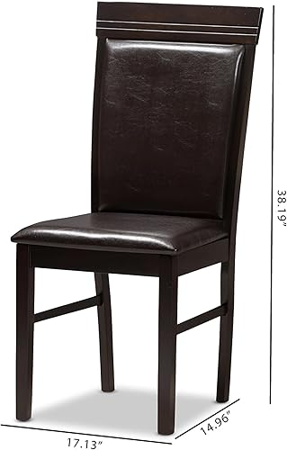 Miniatura 7 de Baxton Studio Thea Silla de comedor y silla de comedor tapizada de piel sintética marrón oscuro
