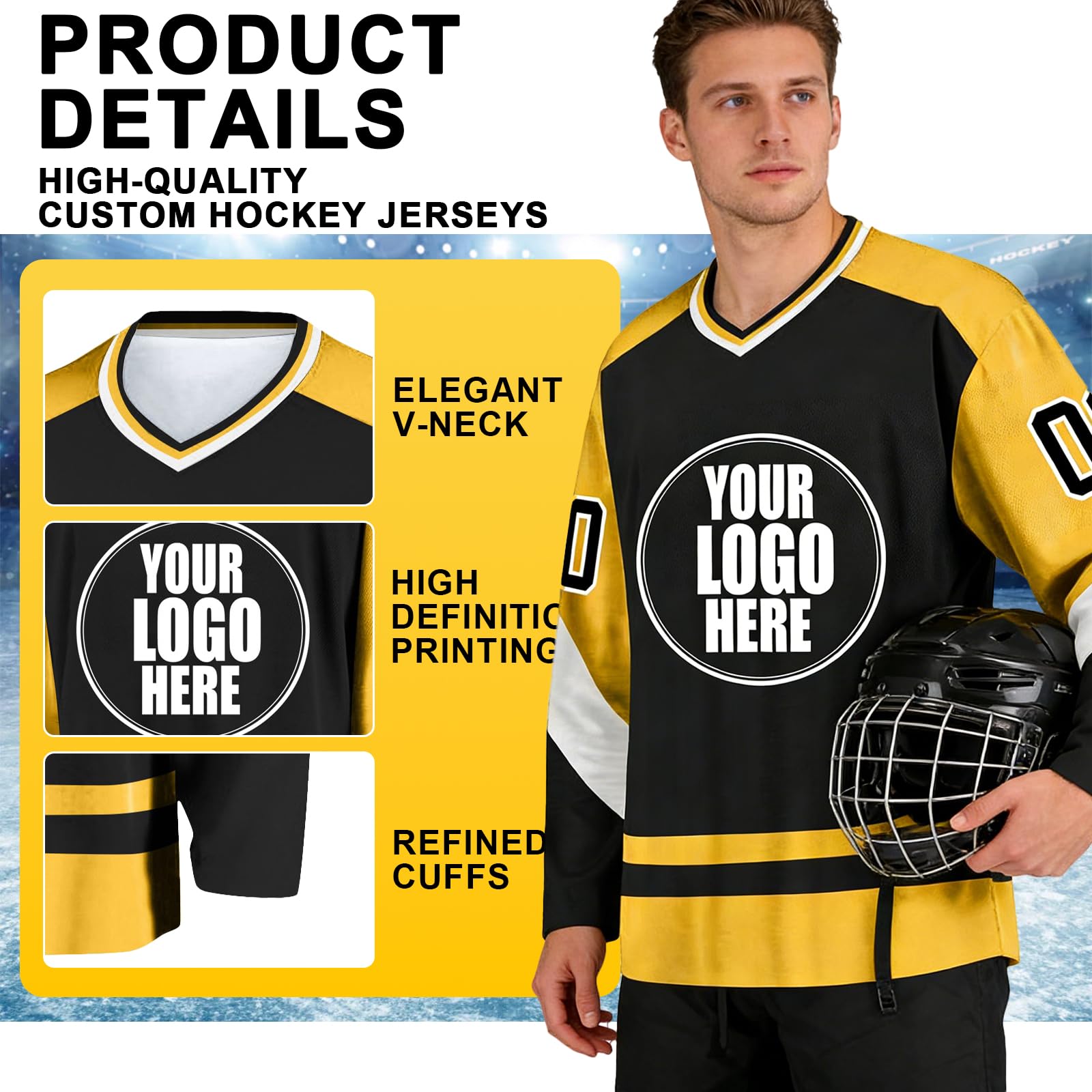 Maillots de Hockey Personnalisés avec Logo, Nom d'Équipe et Nom Personnel