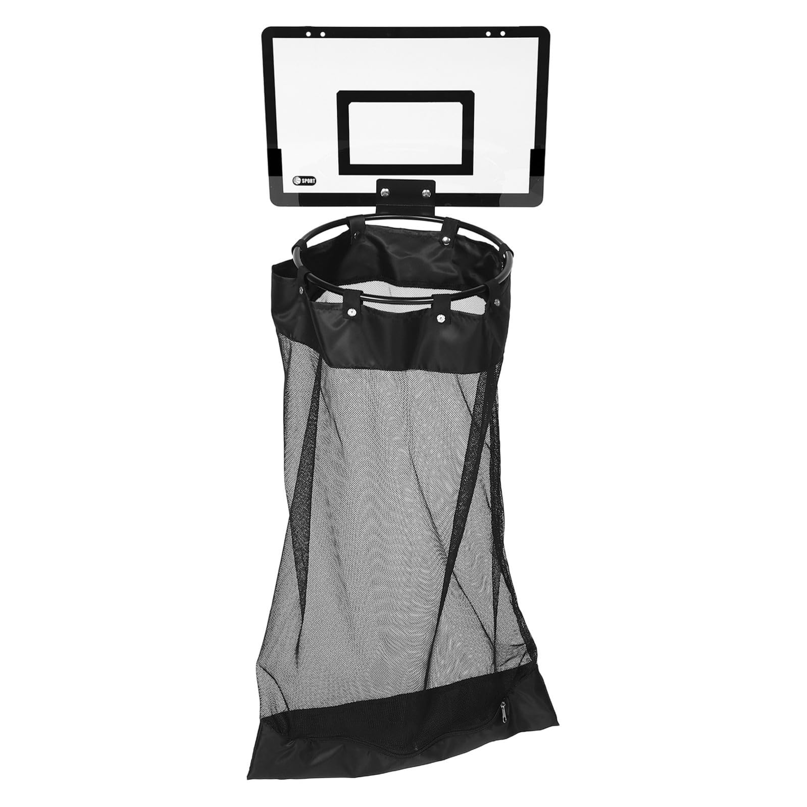 TOYANDONA Cesto per Biancheria a Canestro da Basket da Porta, Organizer Appeso in Rete con Cerniera, Nero, in Plastica e Tessuto a Rete, Salvaspazio, per Cameretta, Dormitorio e Bagno