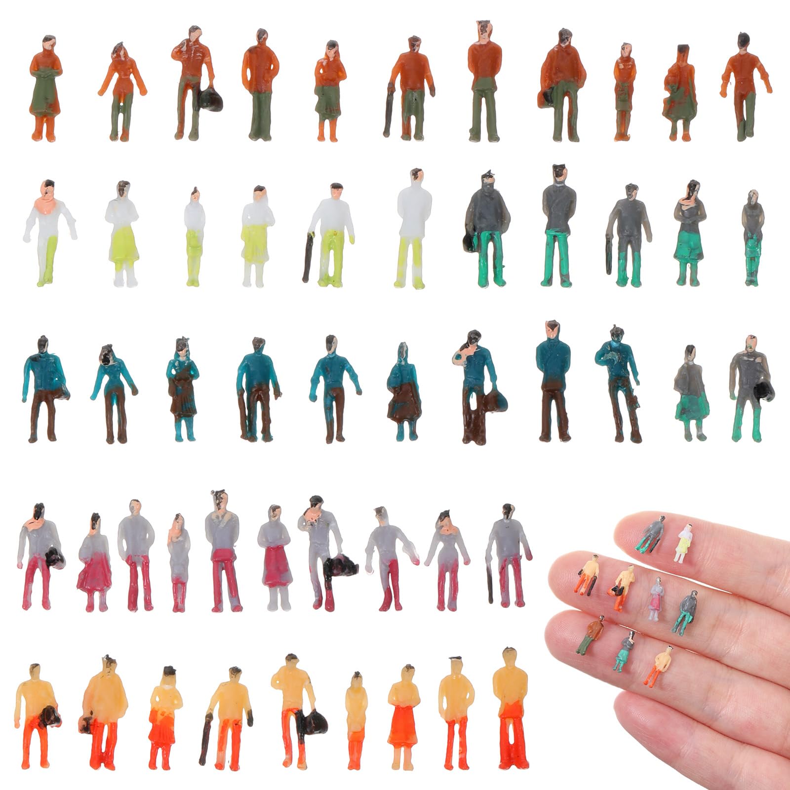 Sibba 100 Pcs Mini People Figurines 1: 150 Scale Little People Toys Architectural Painted Tiny Model Sitting Standing Miniature Figurines Model for Miniature Scenes 1 × 0.5cm
