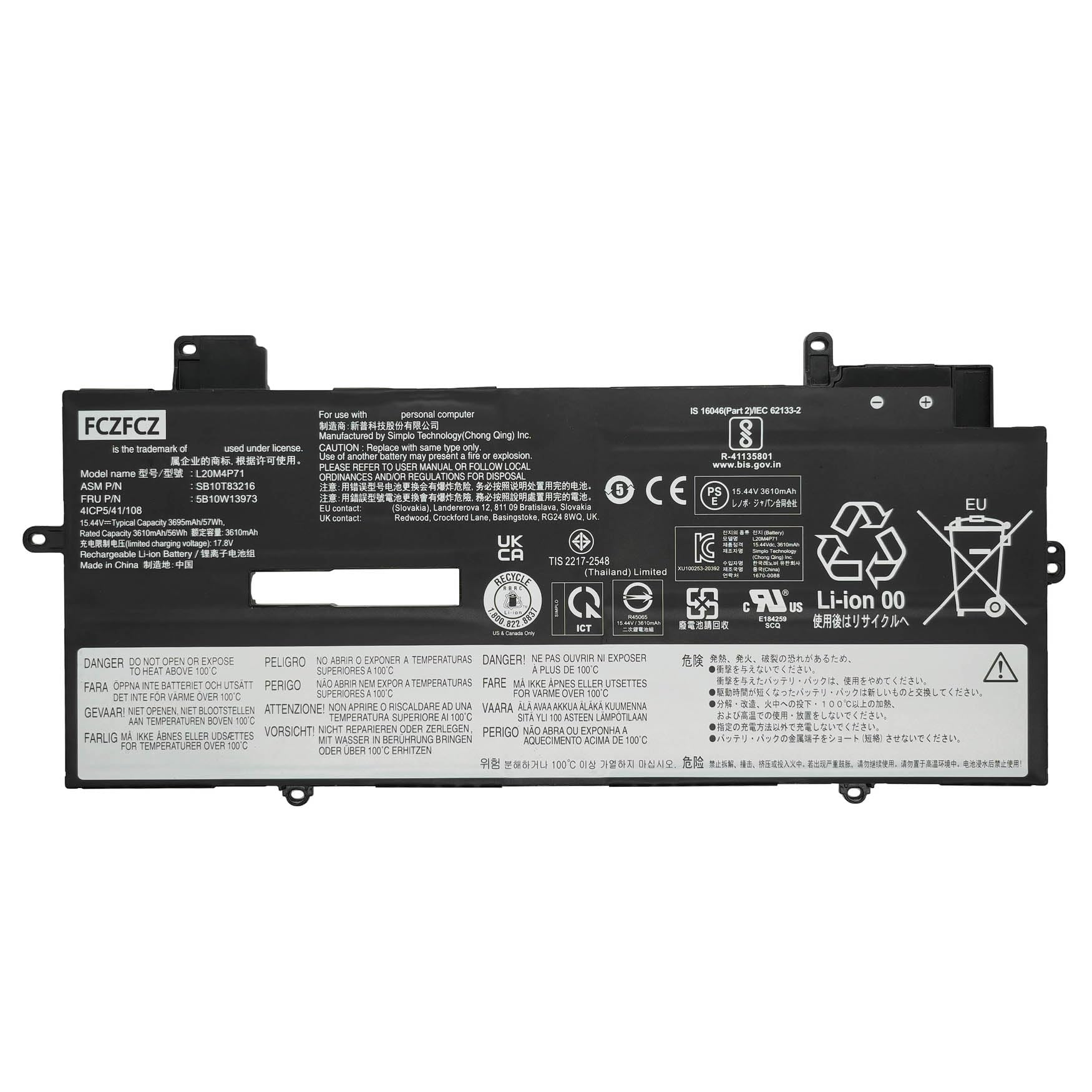 Amazon.com: FCZFCZ L20M4P71 Battery 57Wh Replacement for Lenovo